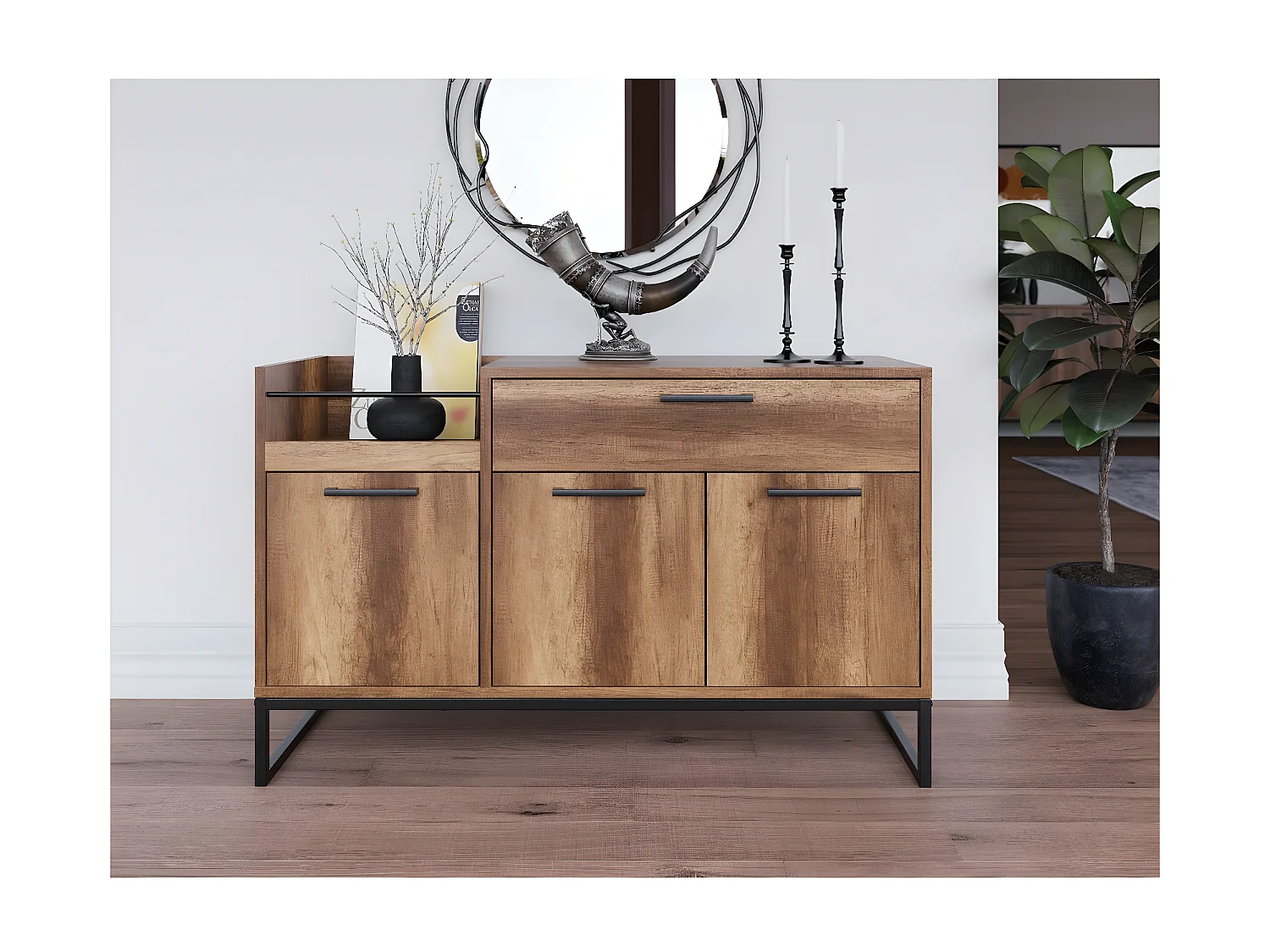 Multifunctionele Kast Yukon - Walnoot - 114,4x45x71 cm - EPIKASA