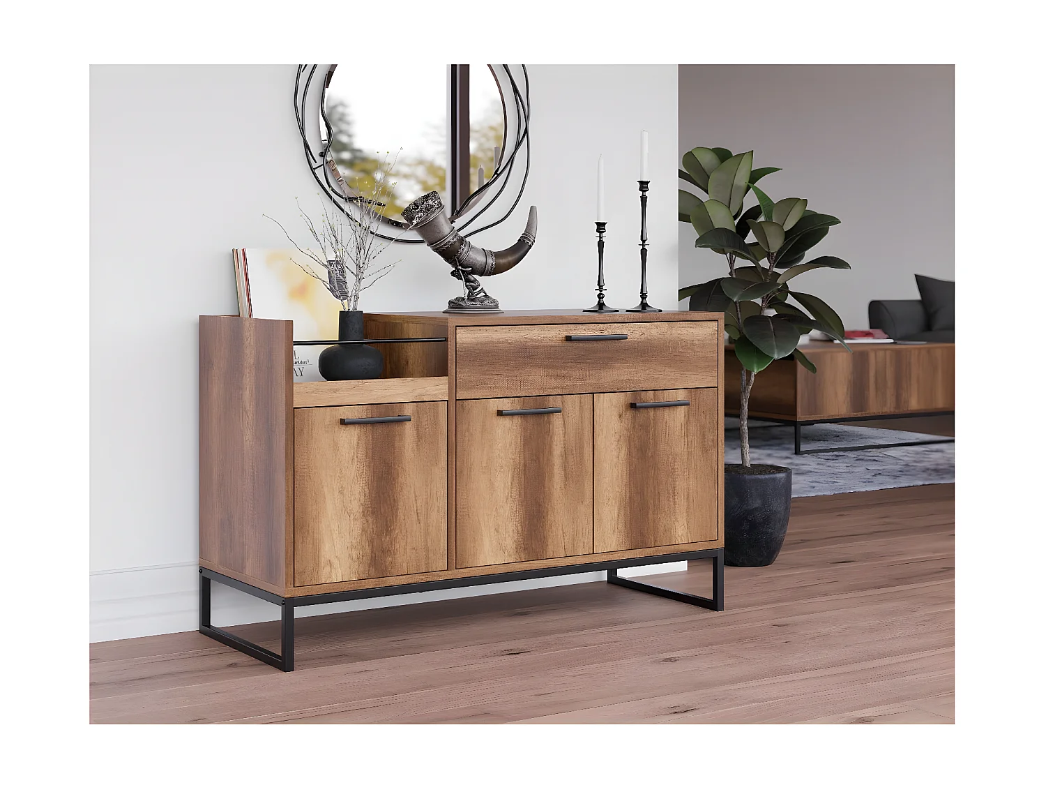 Multifunctionele Kast Yukon - Walnoot - 114,4x45x71 cm - EPIKASA