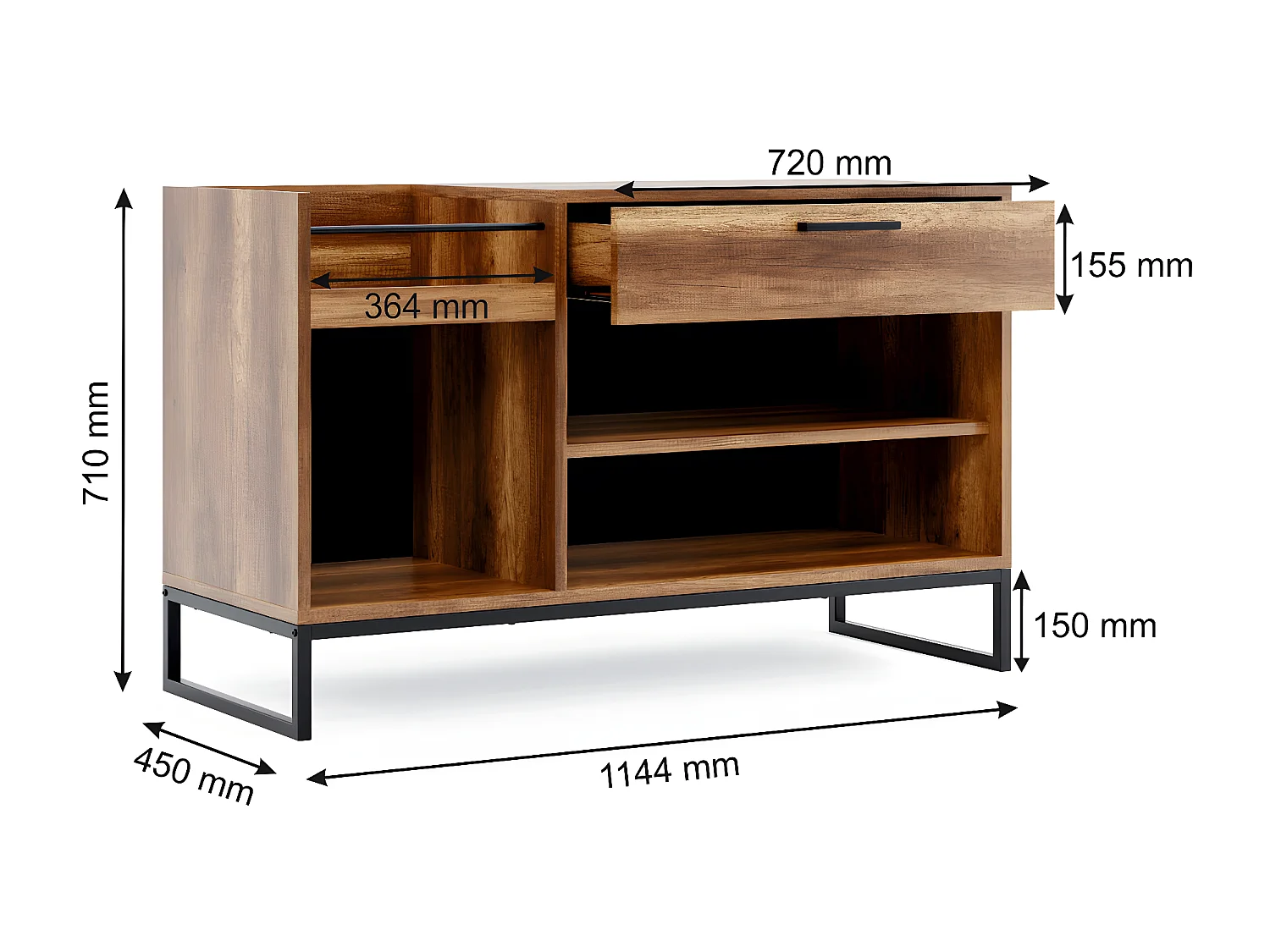 Multifunctionele Kast Yukon - Walnoot - 114,4x45x71 cm - EPIKASA