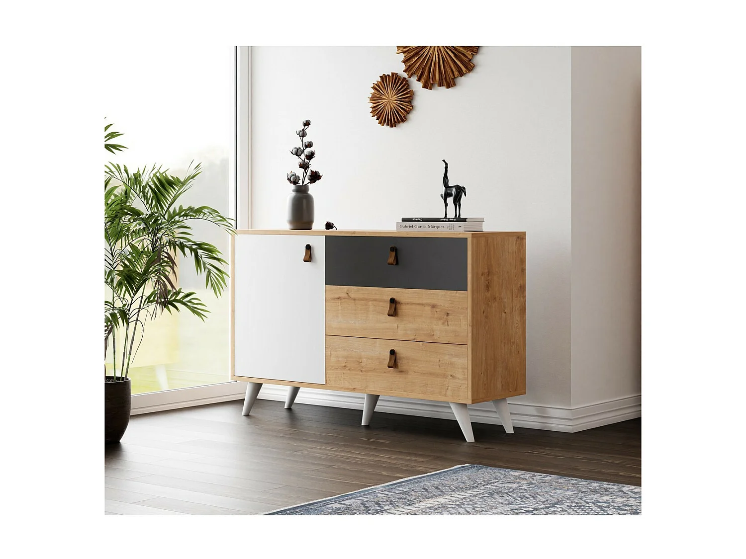 Armoire à Usages Multiples Pera, Chêne, 120x36,5x77 cm, EPIKASA