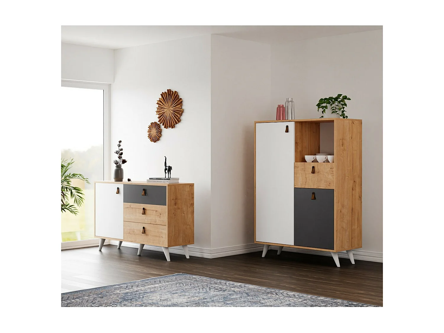 Armoire à Usages Multiples Pera, Chêne, 120x36,5x77 cm, EPIKASA