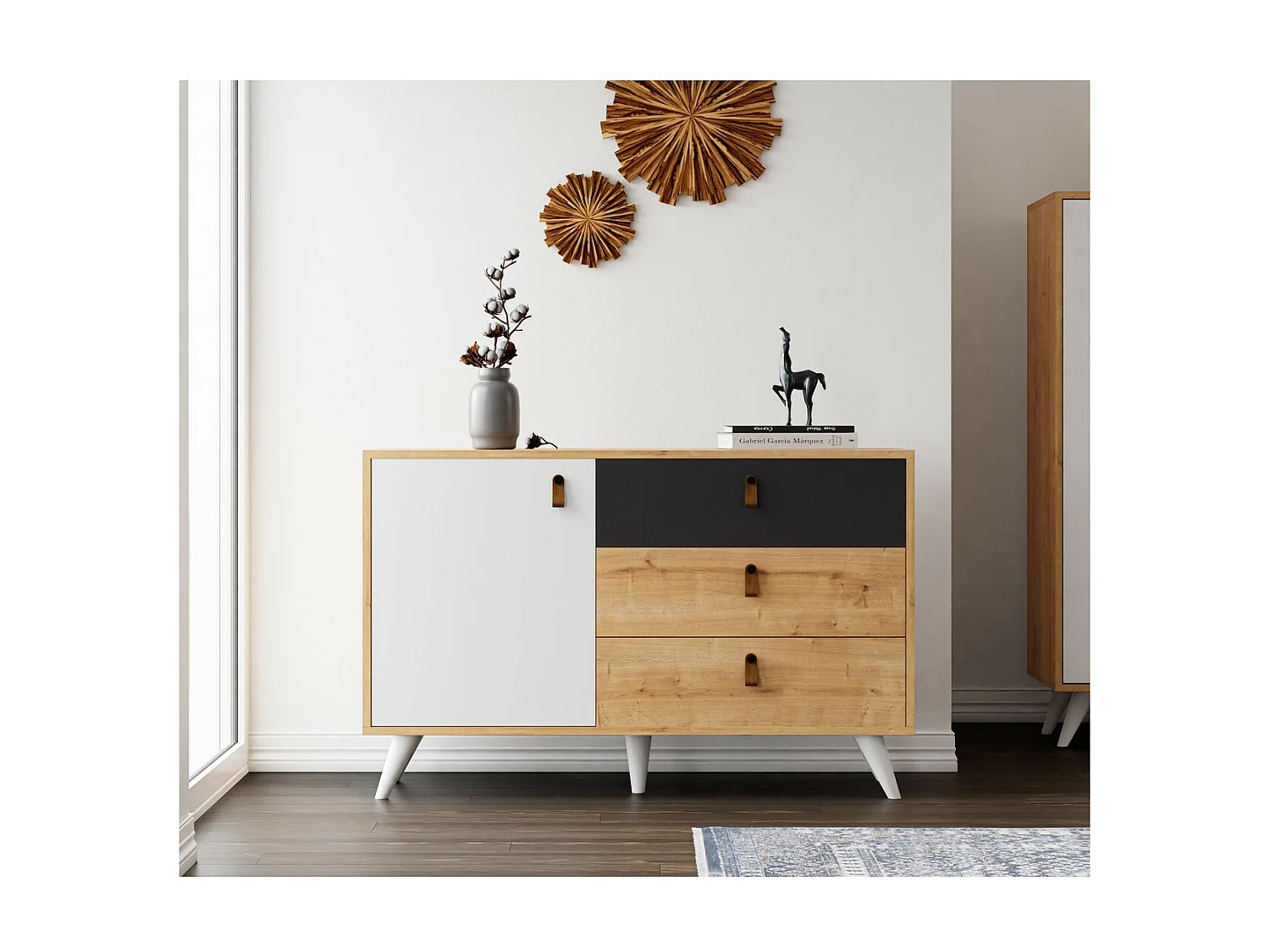 Armoire à Usages Multiples Pera, Chêne, 120x36,5x77 cm, EPIKASA