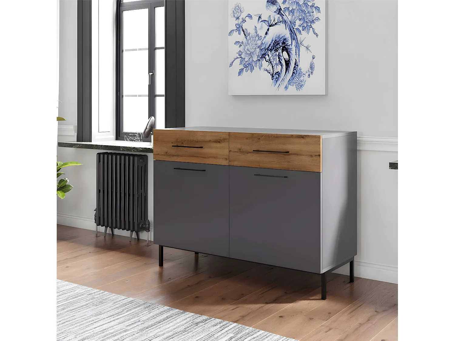 Multifunctionele Kast Volga - Antraciet - 120x50x90 cm - EPIKASA