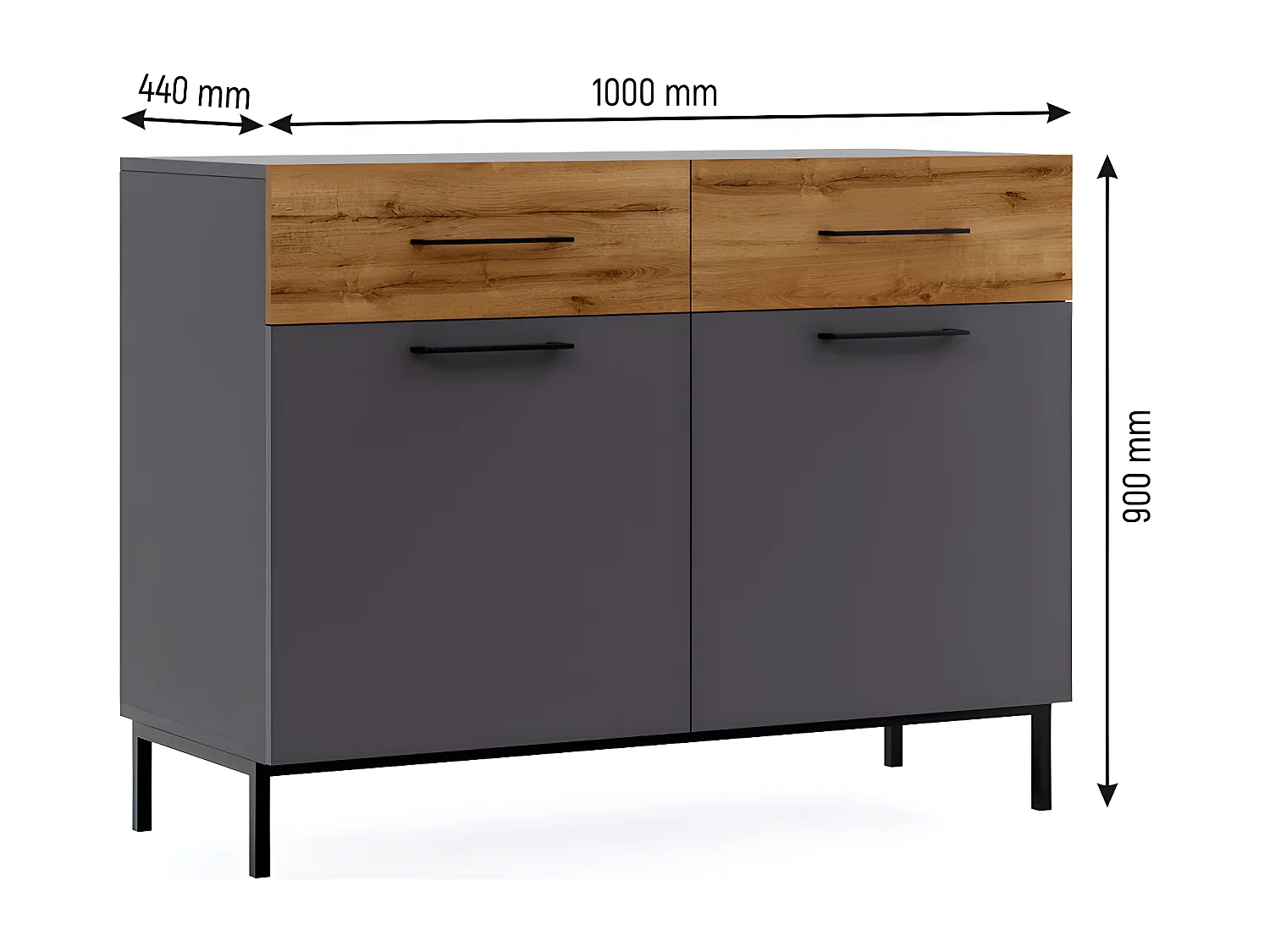 Multifunctionele Kast Volga - Antraciet - 120x50x90 cm - EPIKASA