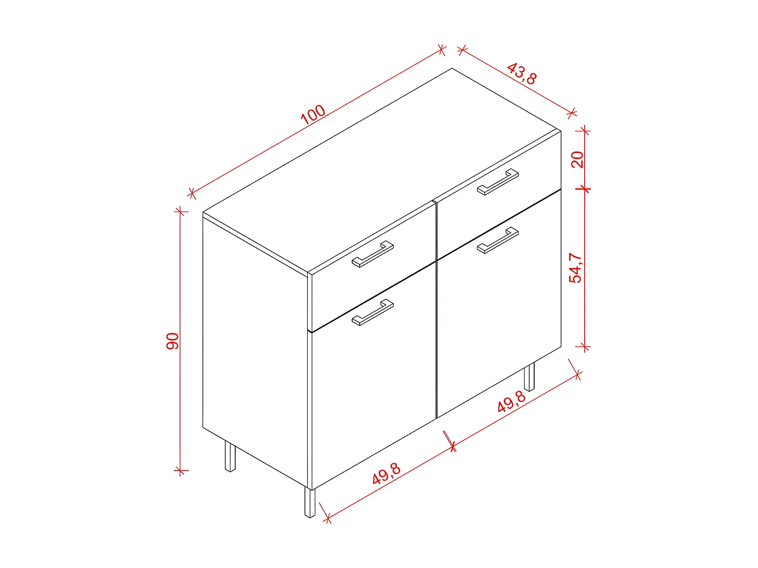 Multifunctionele Kast Volga - Antraciet - 120x50x90 cm - EPIKASA