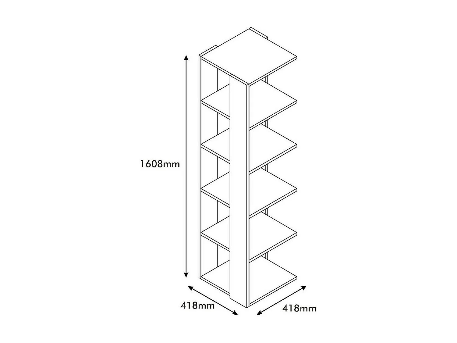 Boekenkast Corner - Wit - 41,8x41,8x160,8 cm - EPIKASA