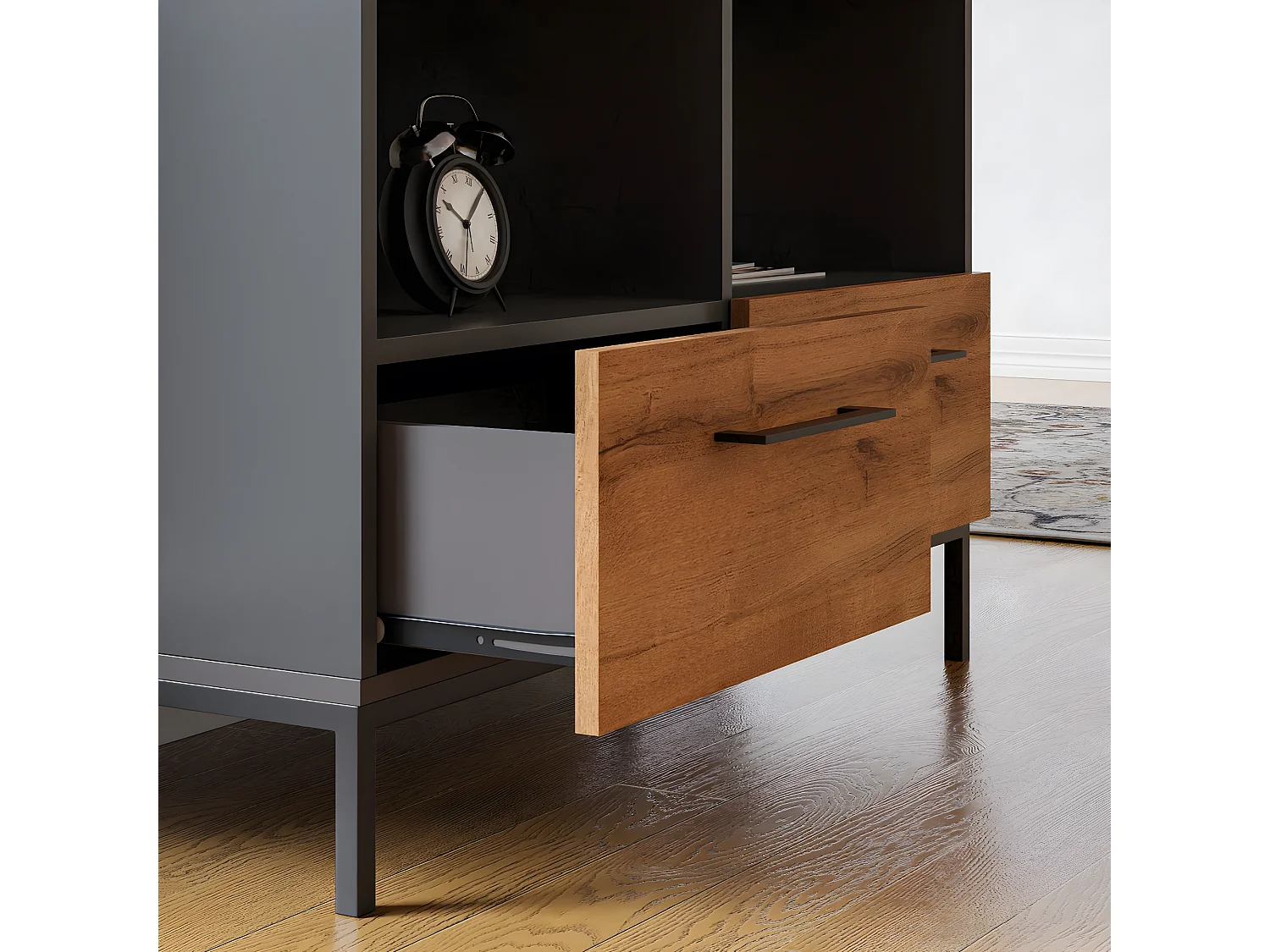 Bibliothèque Volga, Anthracite, 105x28x180 cm, EPIKASA