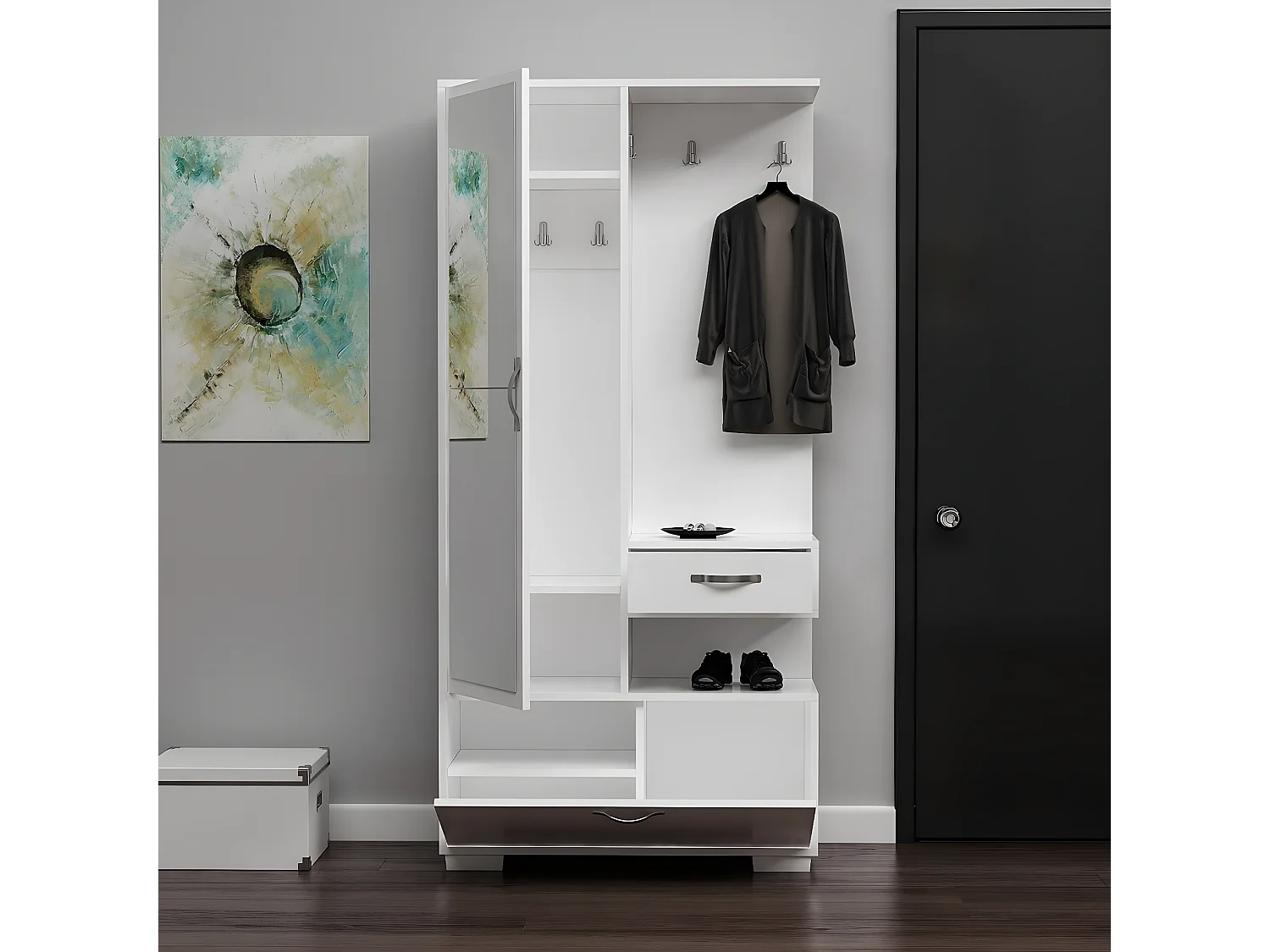 Ingang Kast Alda - Wit - 90x35x184 cm - EPIKASA