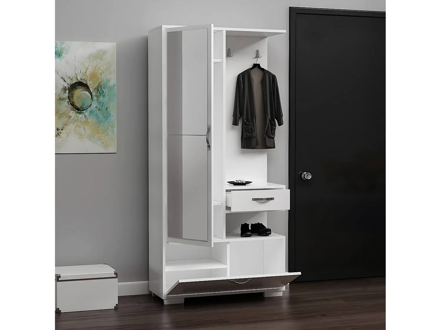 Ingang Kast Alda - Wit - 90x35x184 cm - EPIKASA