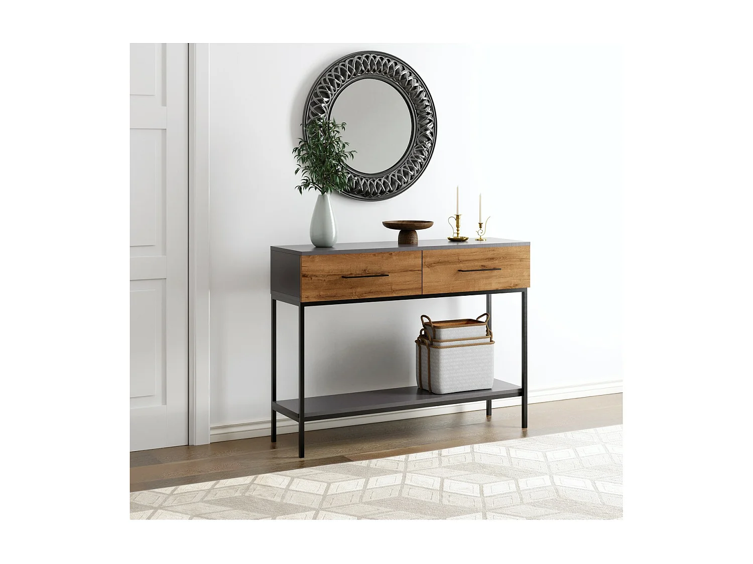 Table Console Volga, Anthracite, 120x35x90 cm, EPIKASA