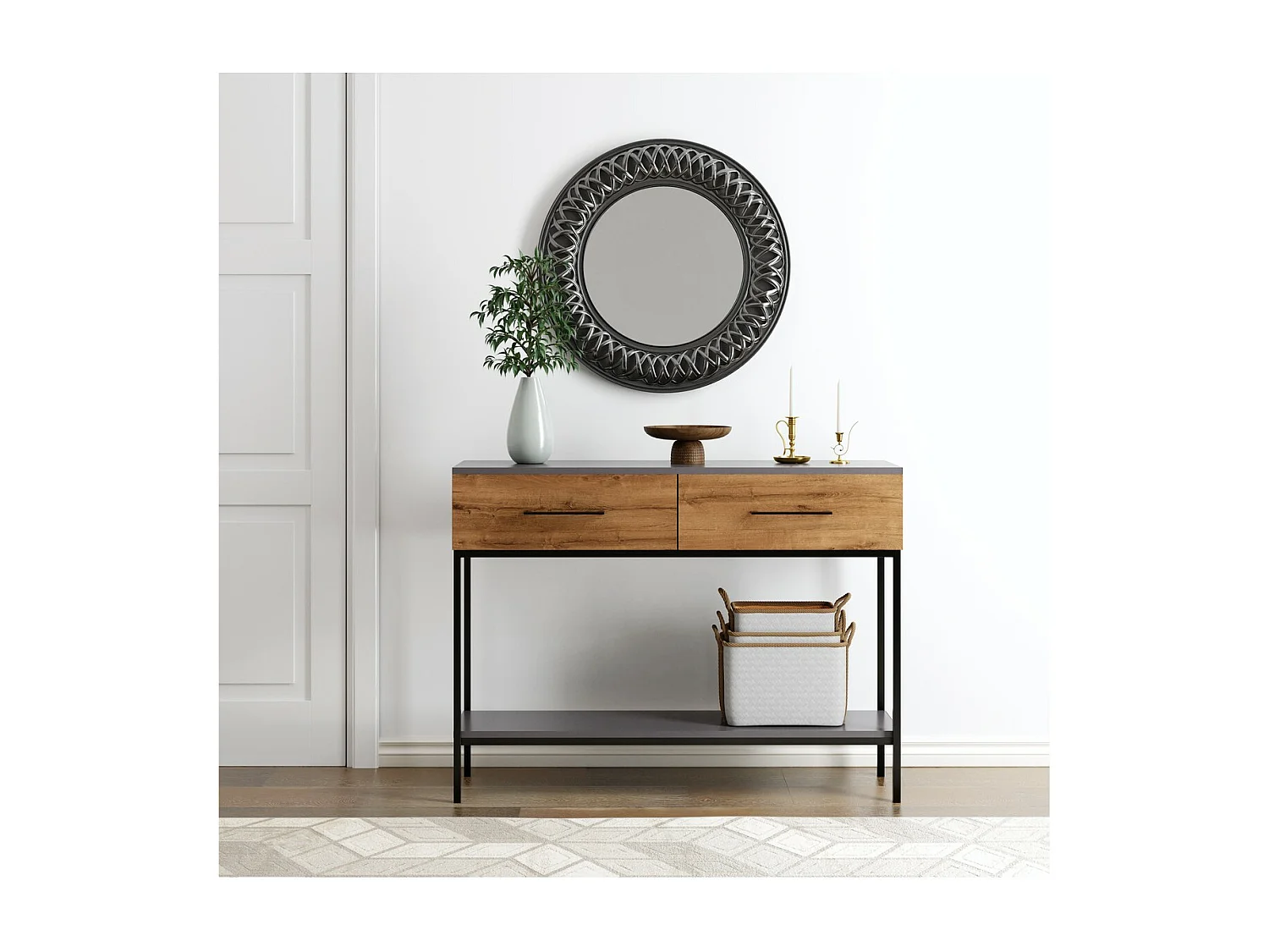 Table Console Volga, Anthracite, 120x35x90 cm, EPIKASA