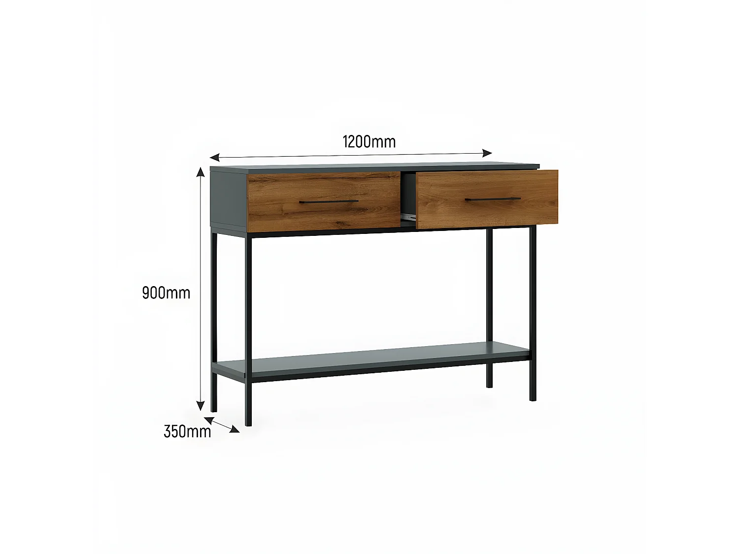 Table Console Volga, Anthracite, 120x35x90 cm, EPIKASA