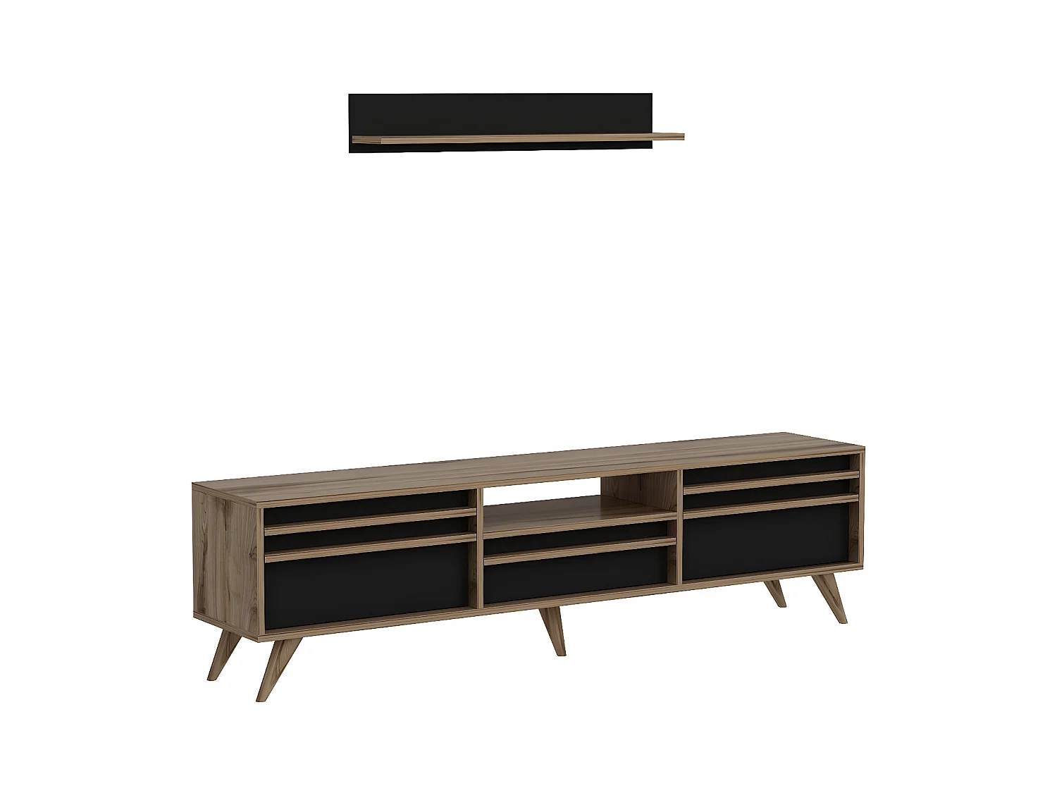TV-Meubel Hira - Zwart - 180x35x48 cm - EPIKASA