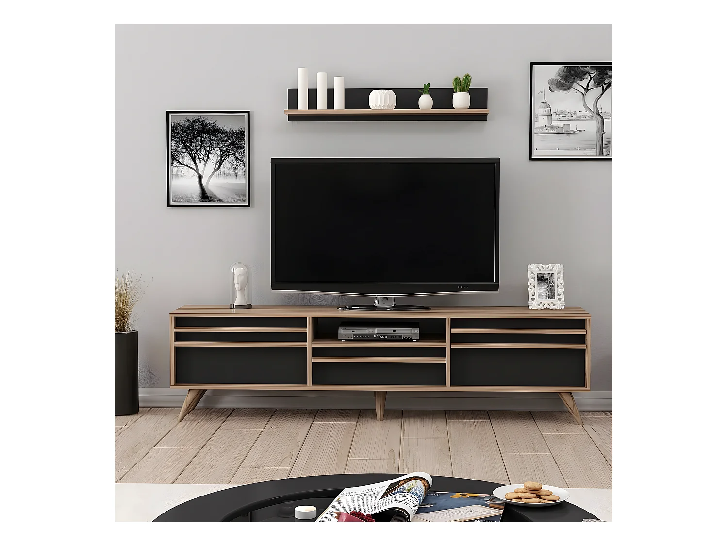 TV-Meubel Hira - Zwart - 180x35x48 cm - EPIKASA