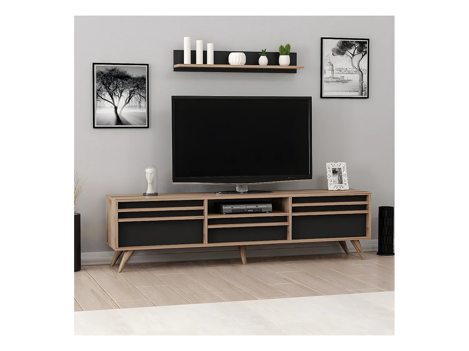 TV-Meubel Hira - Zwart - 180x35x48 cm - EPIKASA
