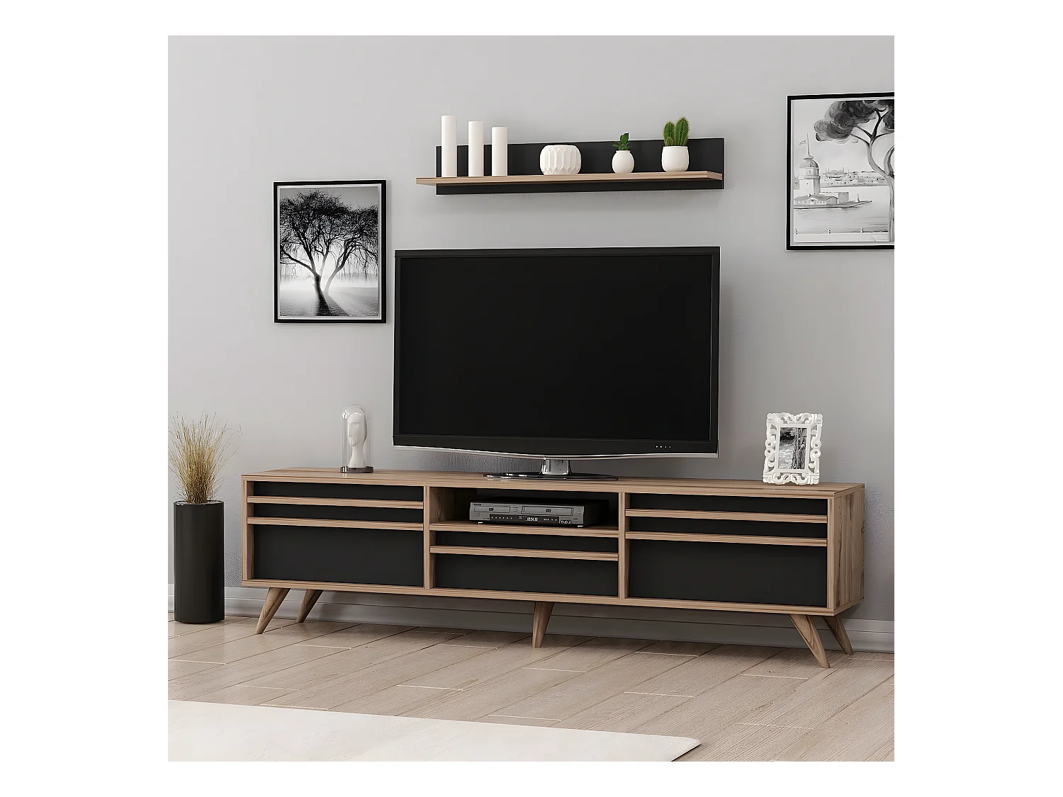 TV-Meubel Hira - Zwart - 180x35x48 cm - EPIKASA