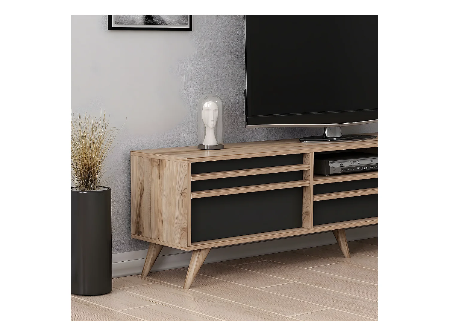 TV-Meubel Hira - Zwart - 180x35x48 cm - EPIKASA