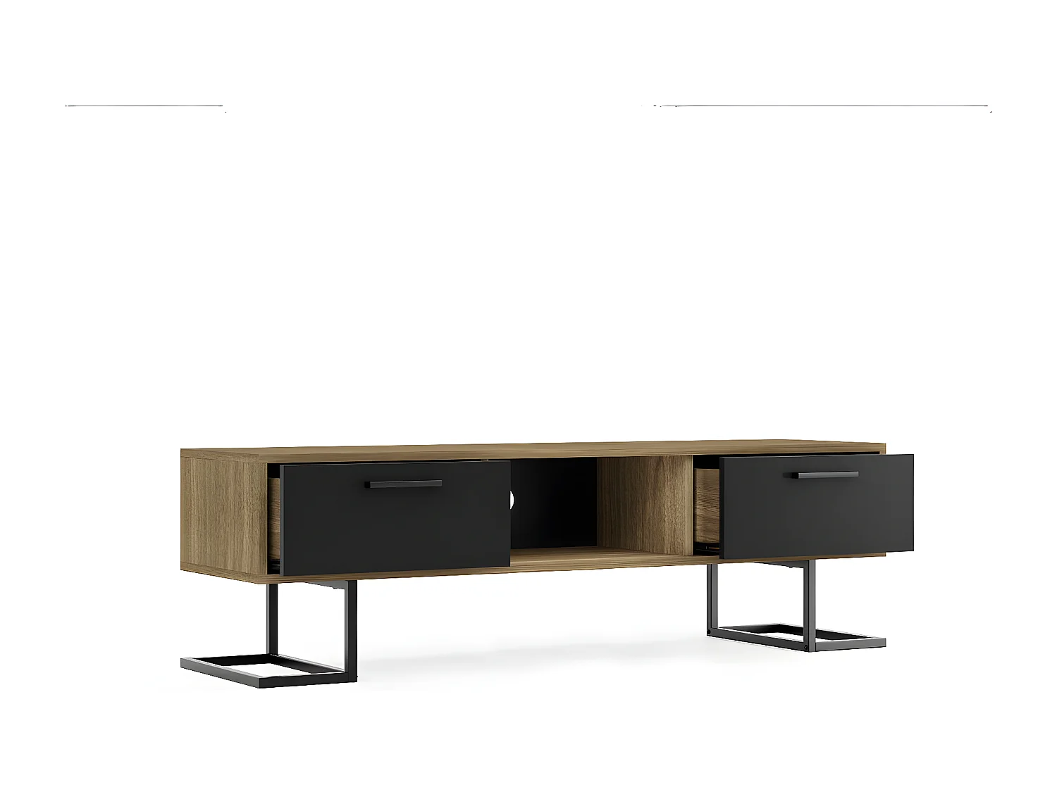 Meuble TV Full Moon, Noir, 150x40x45 cm, EPIKASA