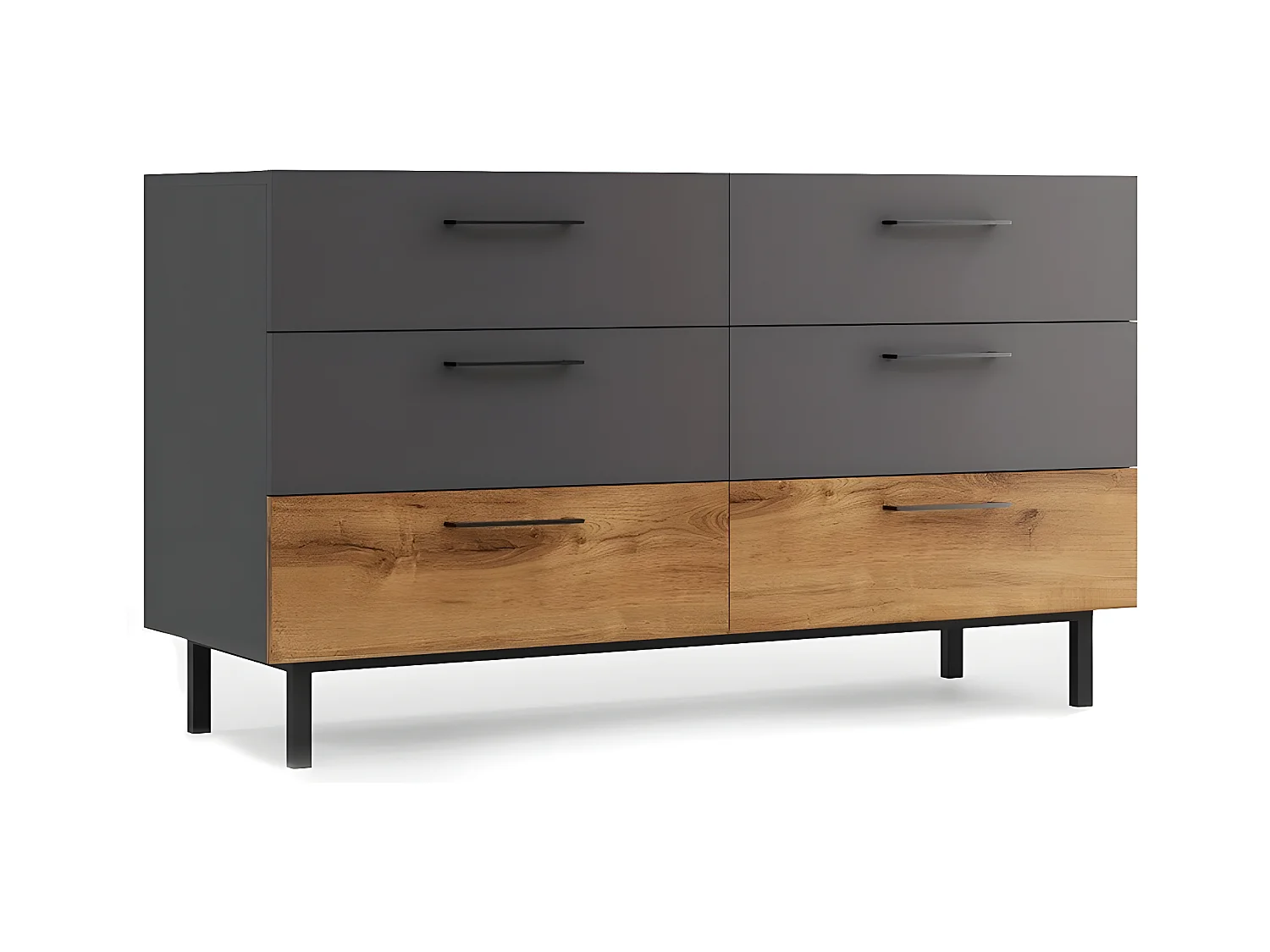 Commode à Tiroirs Volga, Anthracite, 150x49,8x90 cm, EPIKASA
