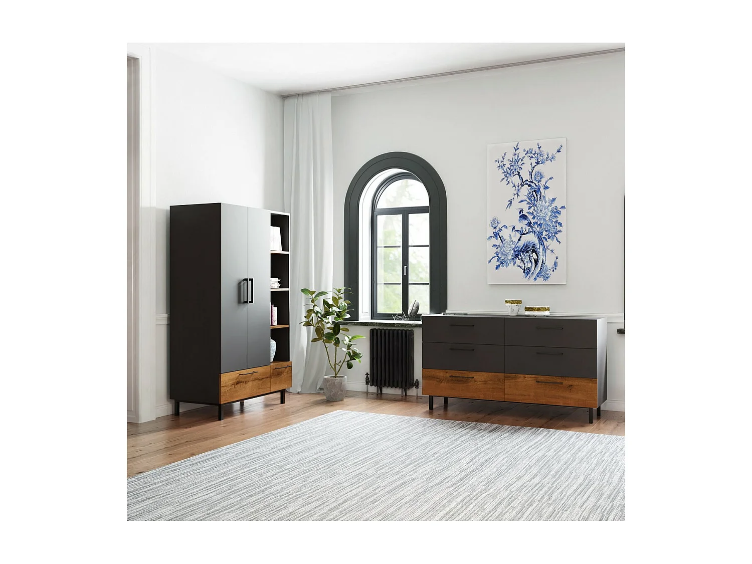 Commode à Tiroirs Volga, Anthracite, 150x49,8x90 cm, EPIKASA