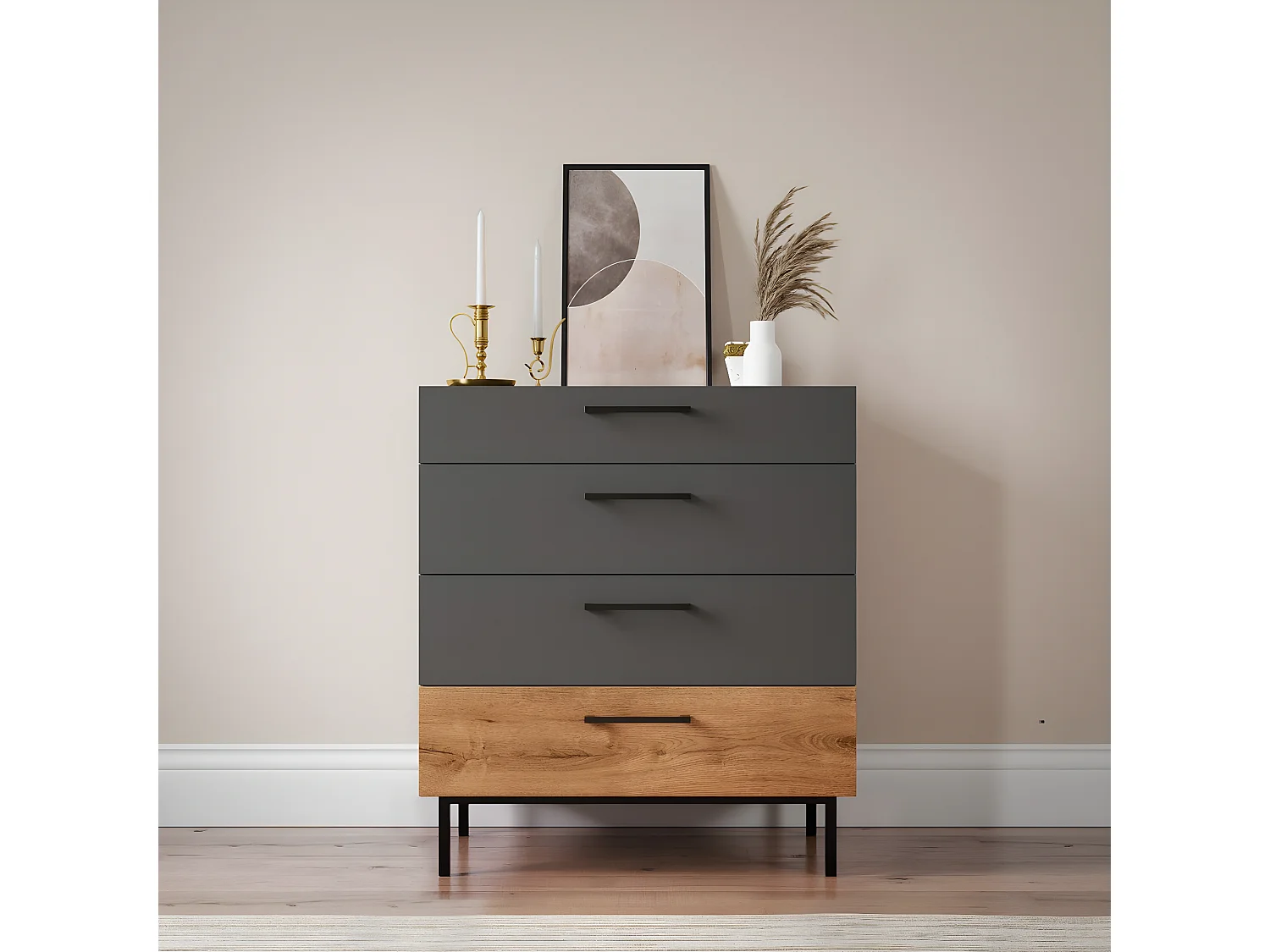 Cómoda Volga, Antracite, 80x50x90 cm, EPIKASA