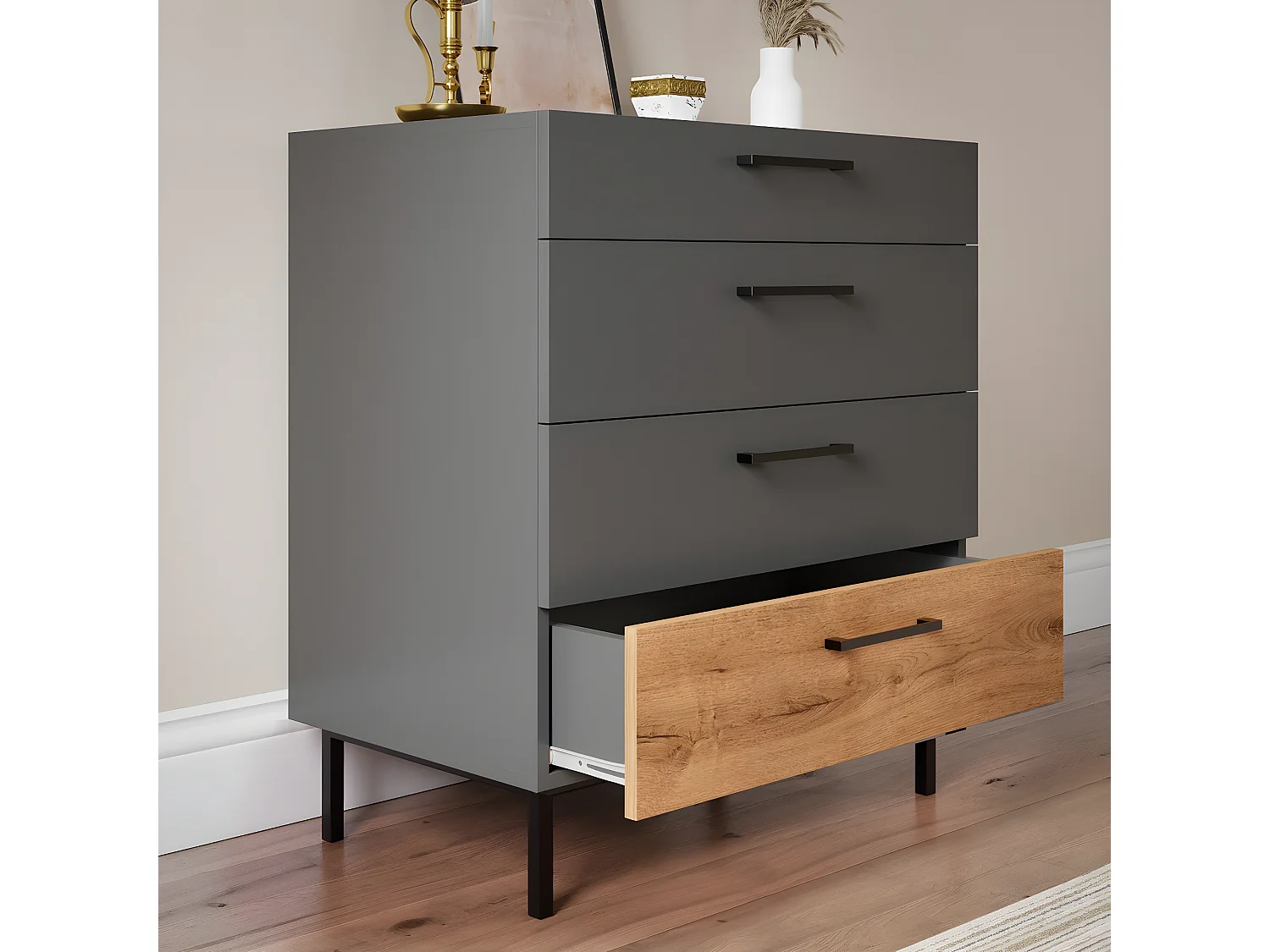 Cómoda Volga, Antracite, 80x50x90 cm, EPIKASA