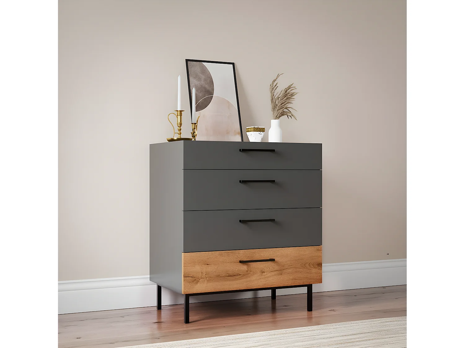 Cómoda Volga, Antracite, 80x50x90 cm, EPIKASA