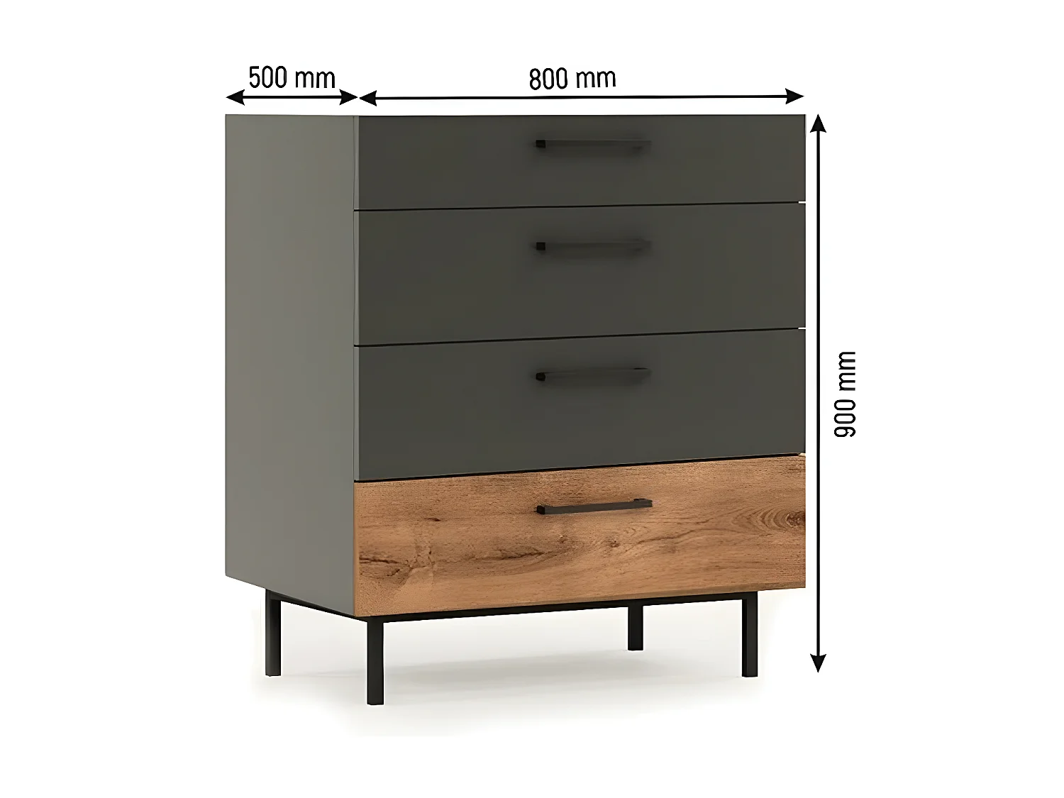 Cómoda Volga, Antracite, 80x50x90 cm, EPIKASA