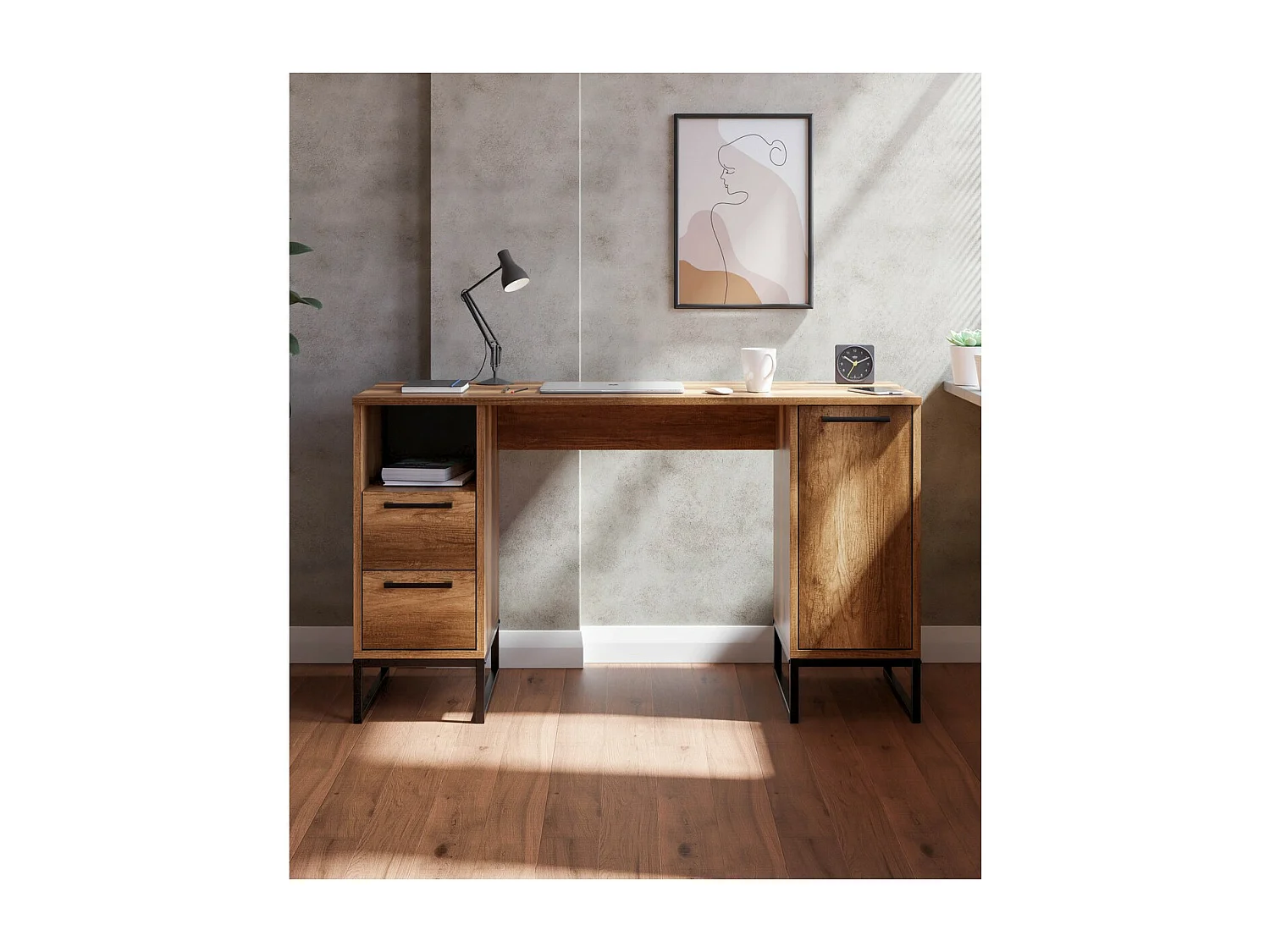 Bureau Moderne Yukon, Noyer, 130x50x75 cm, EPIKASA
