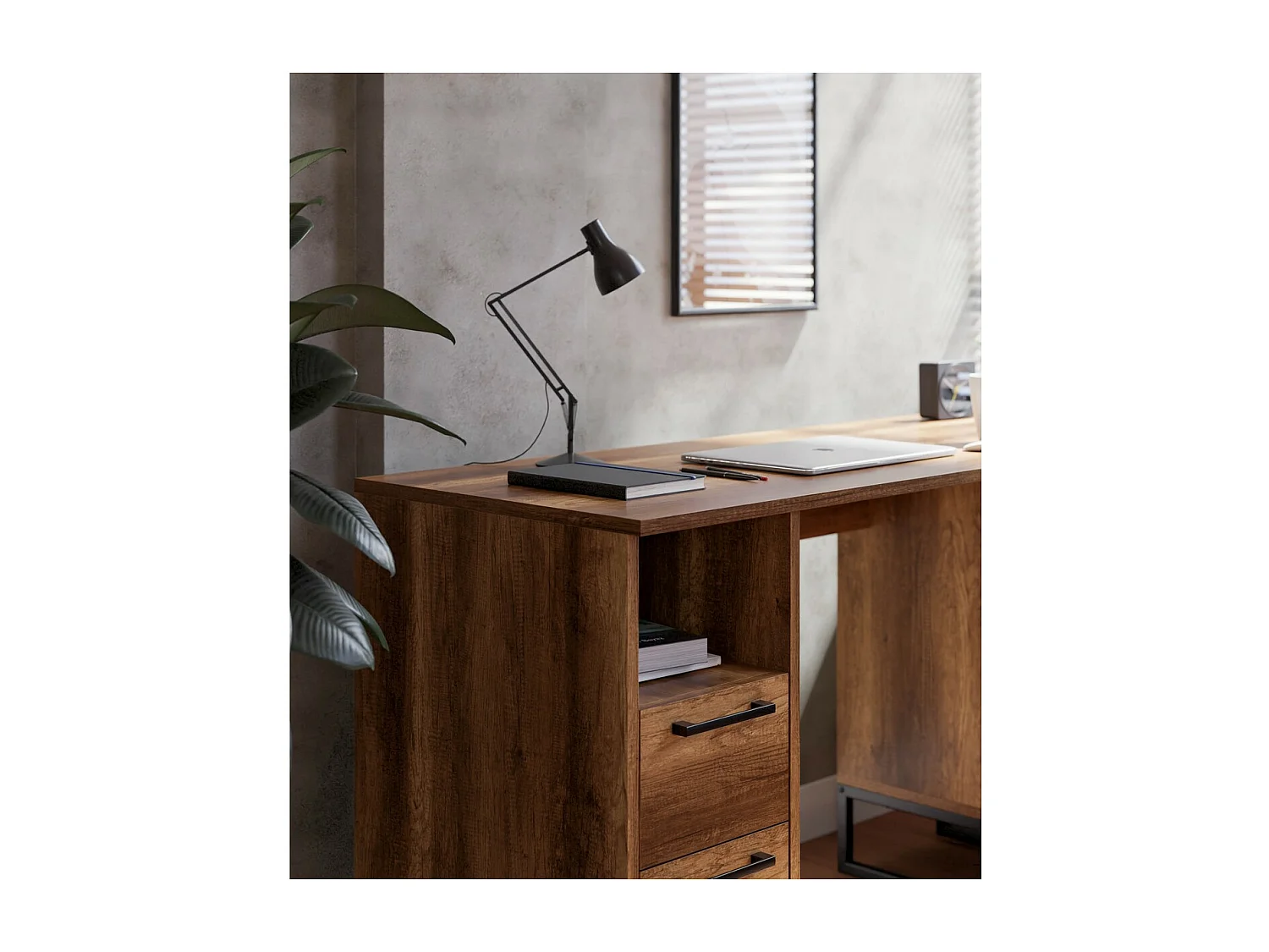 Bureau Moderne Yukon, Noyer, 130x50x75 cm, EPIKASA