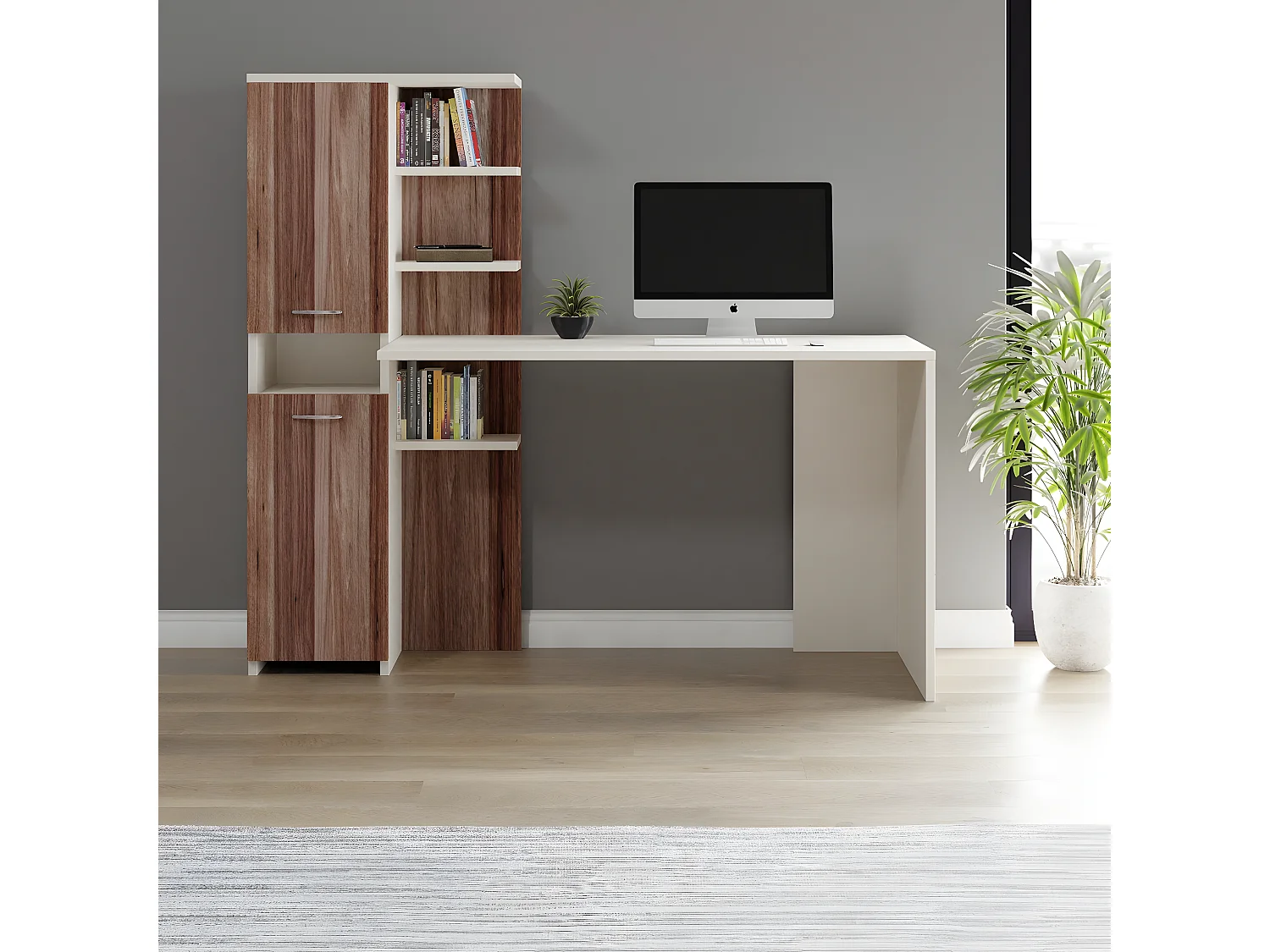 Bureau Lotusbloem - Walnoot - 150x60x135 cm - EPIKASA
