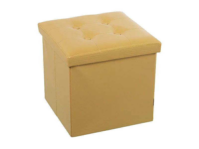 PUF PLEGABLE POLIPIEL DORADO ALMACENAJE  38X38CM  Entrega  gratis en domicilio