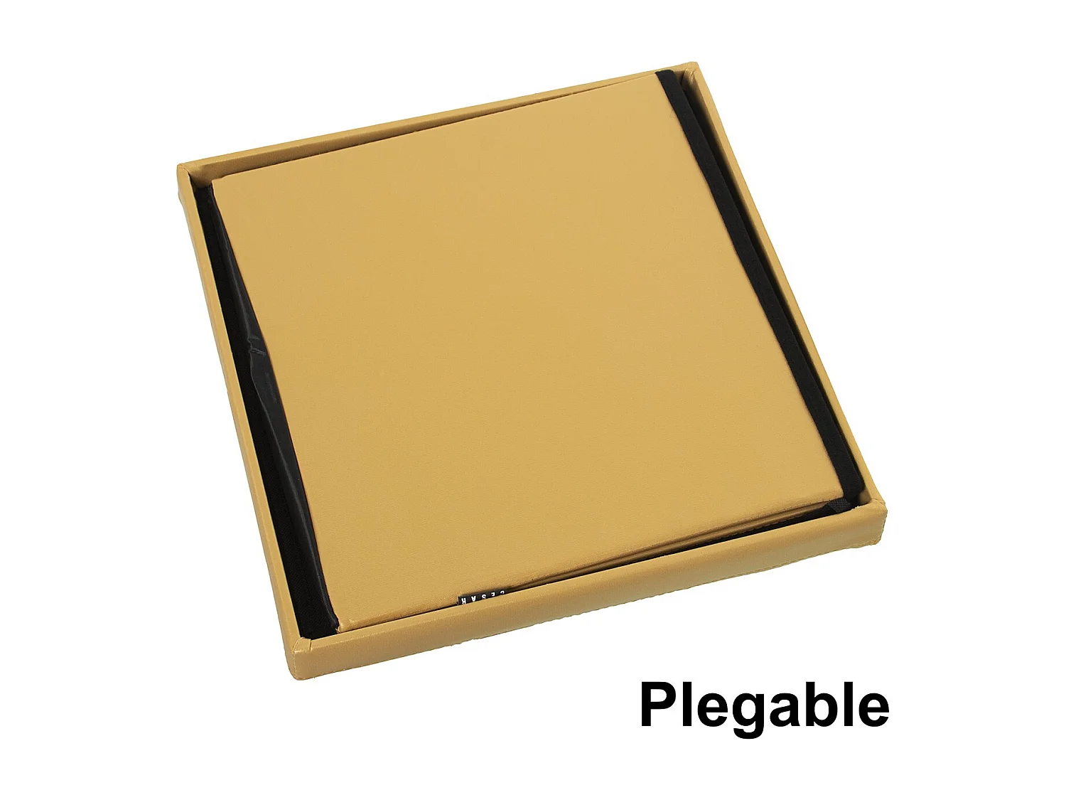 PUF PLEGABLE POLIPIEL DORADO ALMACENAJE  38X38CM  Entrega  gratis en domicilio