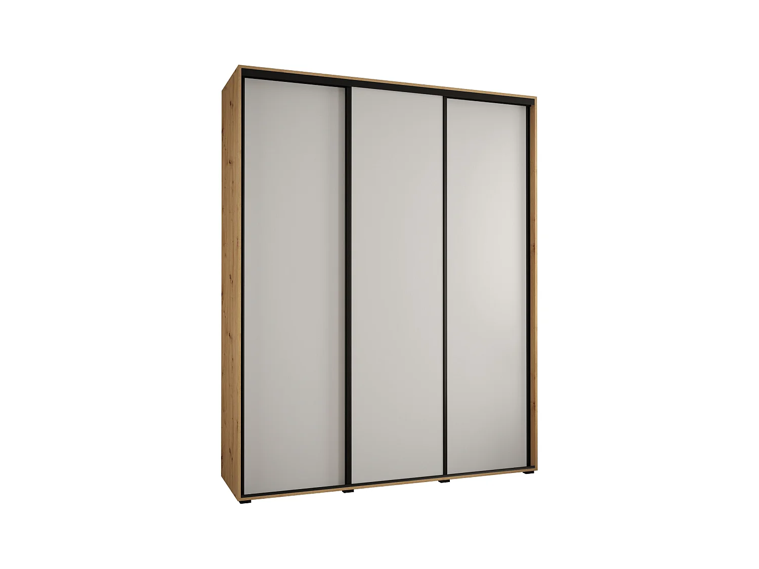 ARMOIRE DAVOS 1 À PORTES COULISSANTES 235,2/200/60 3 portes (Artisan/Blanc/Noir)