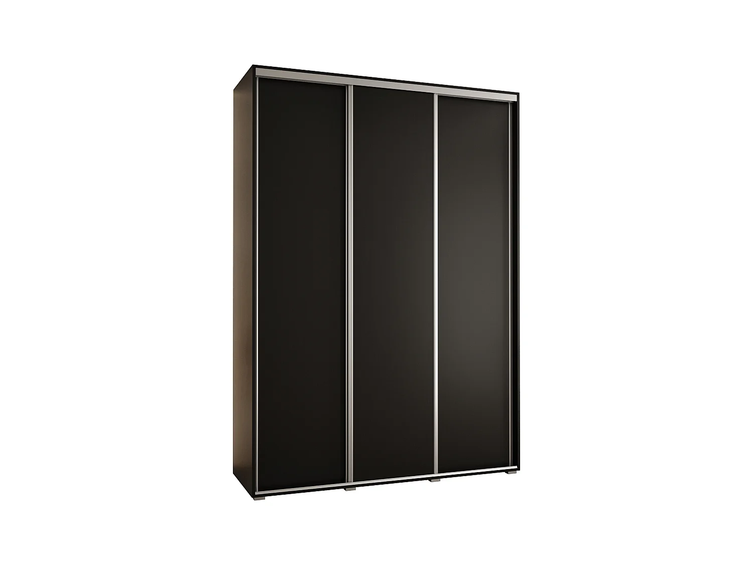 ARMOIRE DAVOS 1 À PORTES COULISSANTES 235,2/180/60 3 portes (Noir/Noir/Argent)