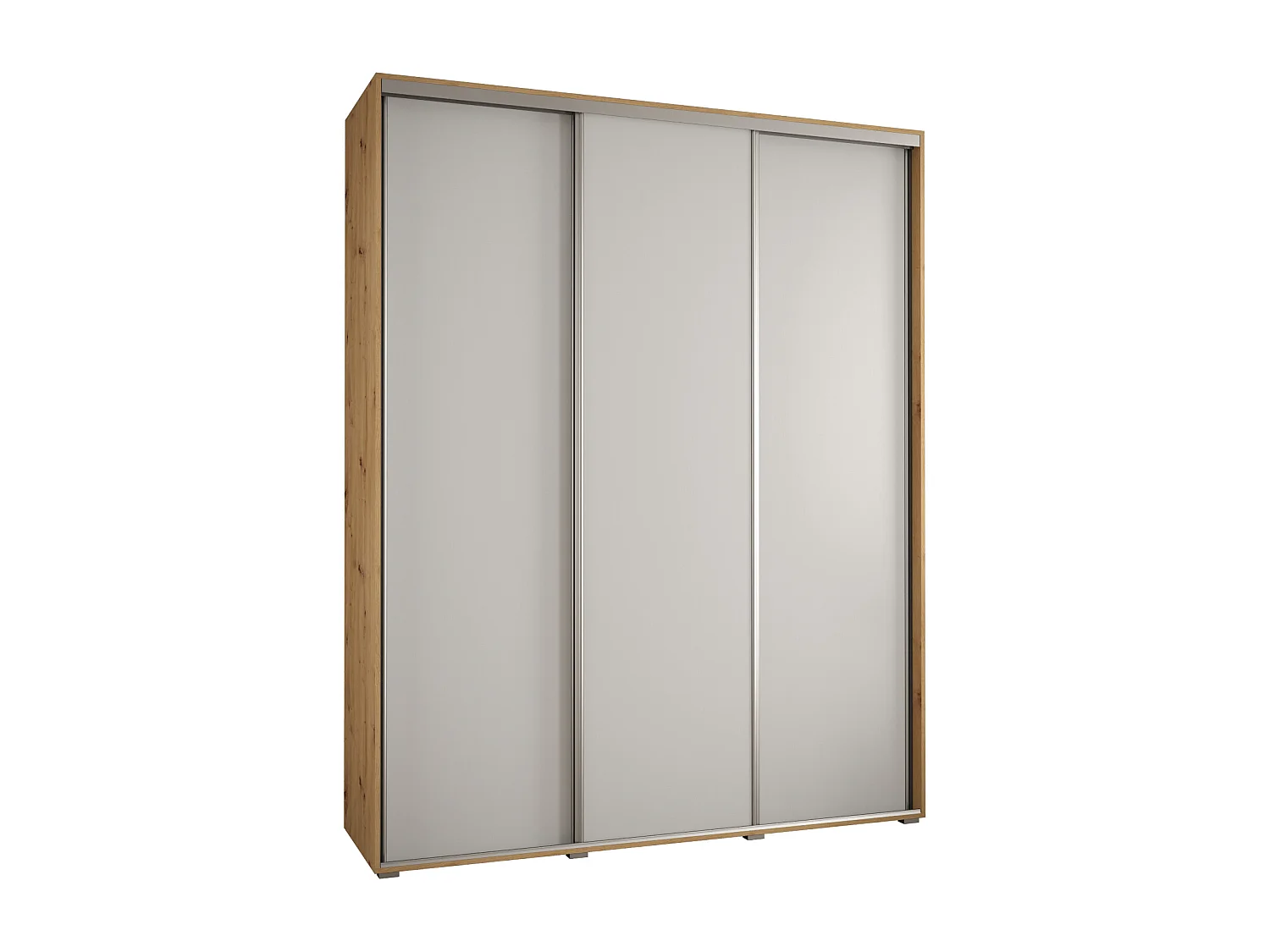ARMOIRE DAVOS 1 À PORTES COULISSANTES 235,2/190/45 3 portes (Artisan/Blanc/Argent)