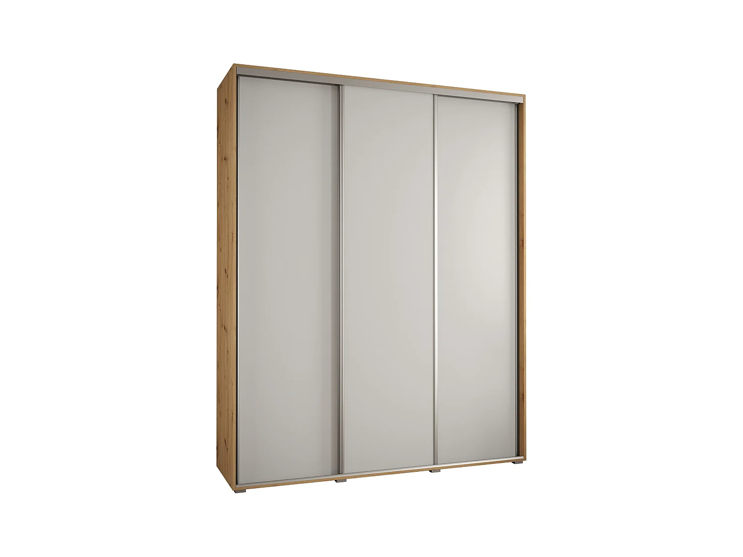 ARMOIRE DAVOS 1 À PORTES COULISSANTES 235,2/190/45 3 portes (Artisan/Blanc/Argent)