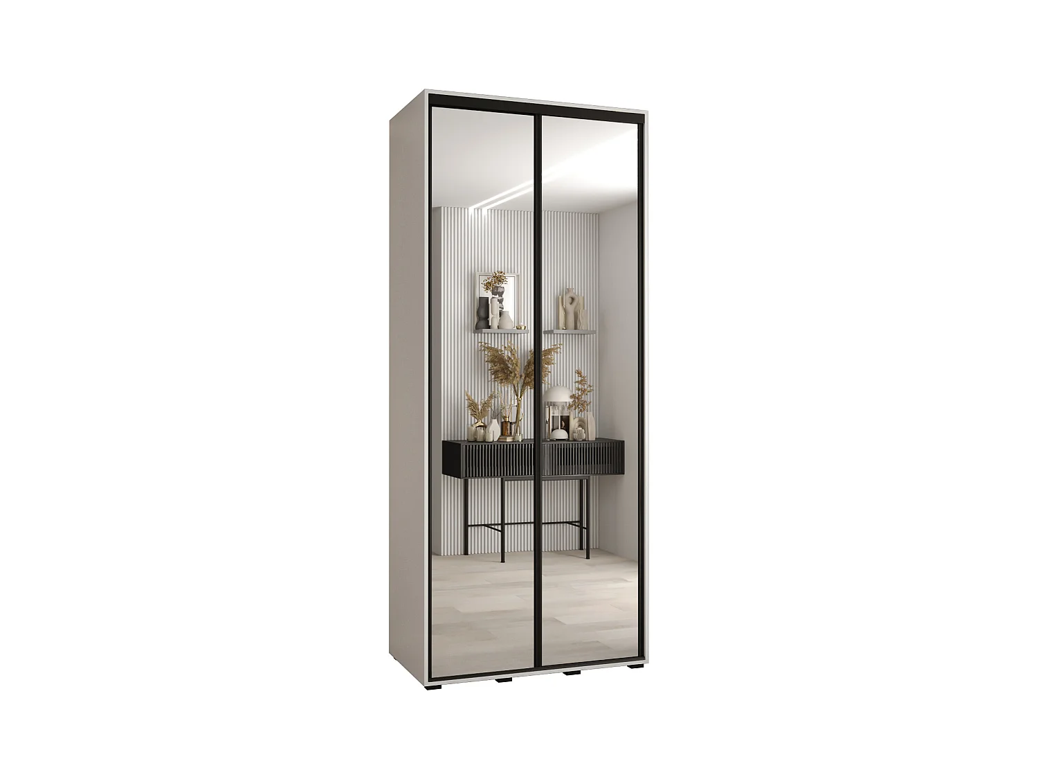 ARMOIRE DAVOS 2 À PORTES COULISSANTES 235,2/100/45 2 portes (Blanc/Blanc/Noir)