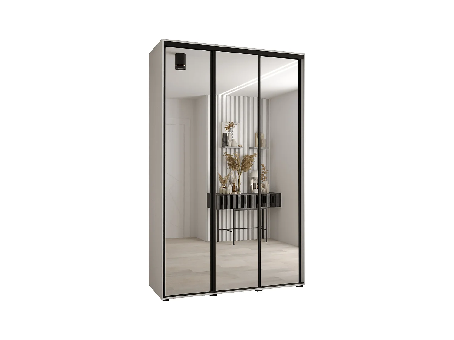 ARMOIRE DAVOS 2 À PORTES COULISSANTES 235,2/180/45 3 portes (Blanc/Blanc/Noir)