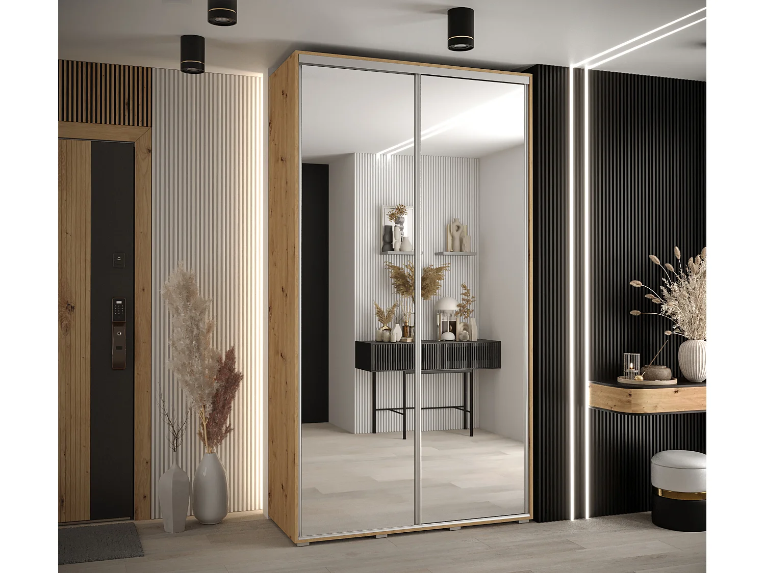 ARMADIO DAVOS 2 AD ANTE SCORREVOLI 235,2/140/45 2 porte (Artisan/Artisan/Bianco)