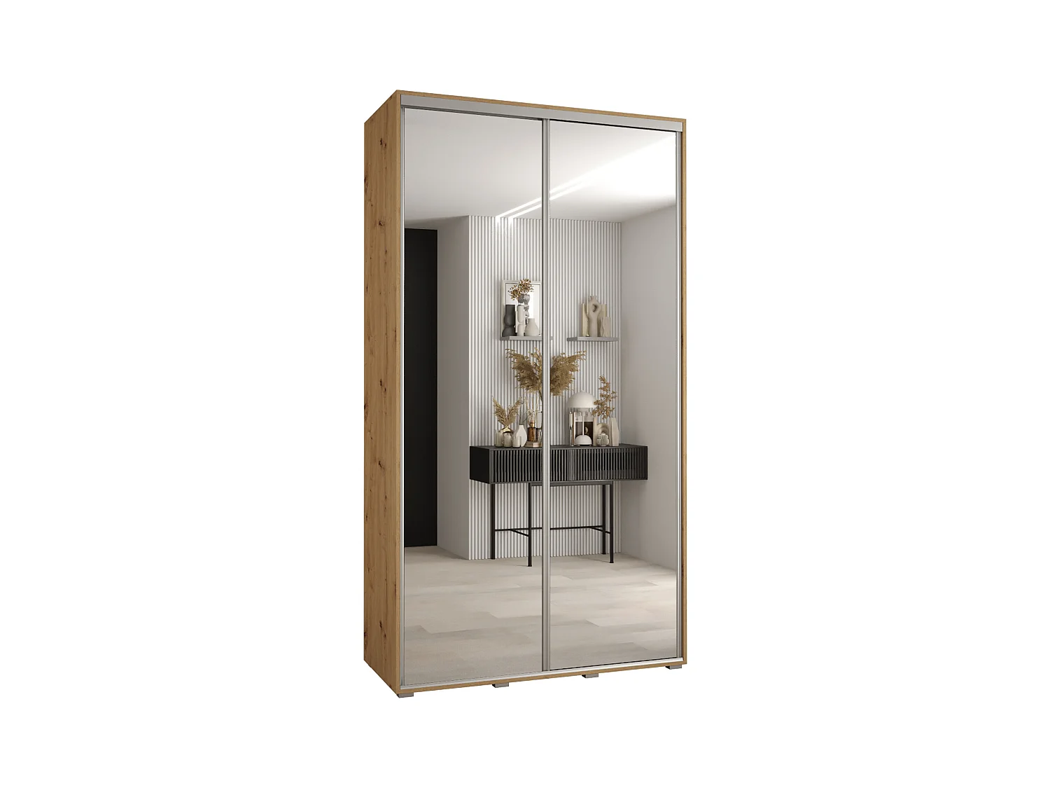 ARMOIRE DAVOS 2 À PORTES COULISSANTES 235,2/140/45 2 portes (Artisan/Artisan/Argent)