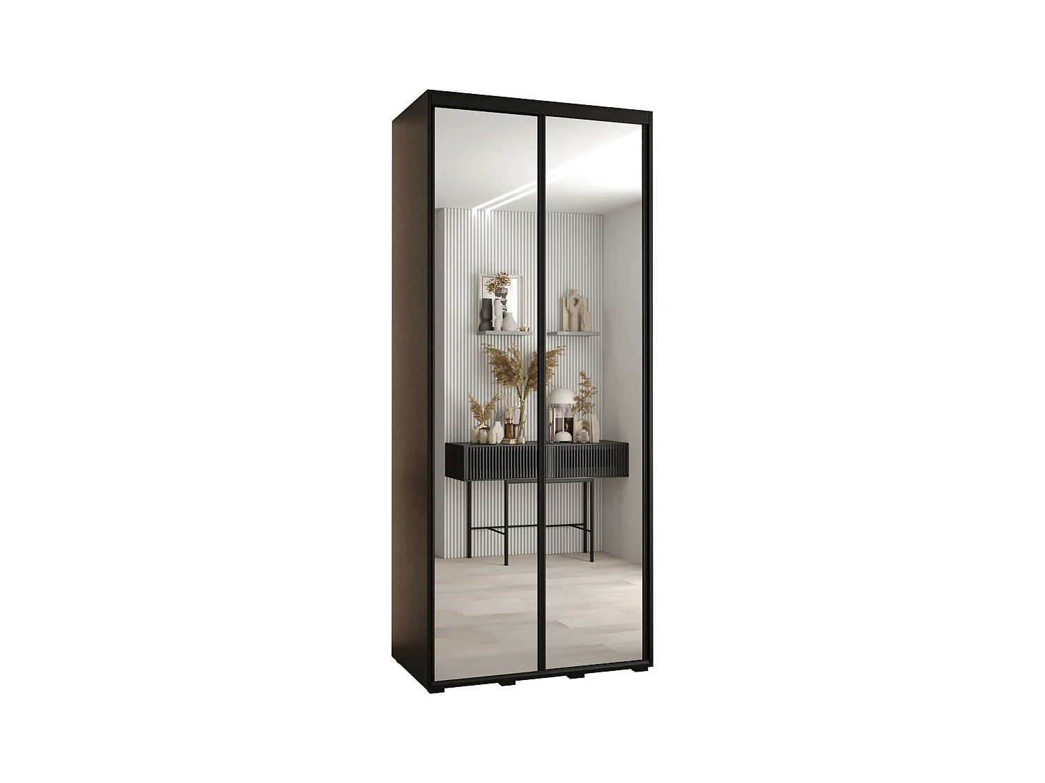 SCHWEBETÜRENSCHRANK DAVOS 2 235,2/100/45 2-türig (Schwarz/Schwarz/Schwarz)