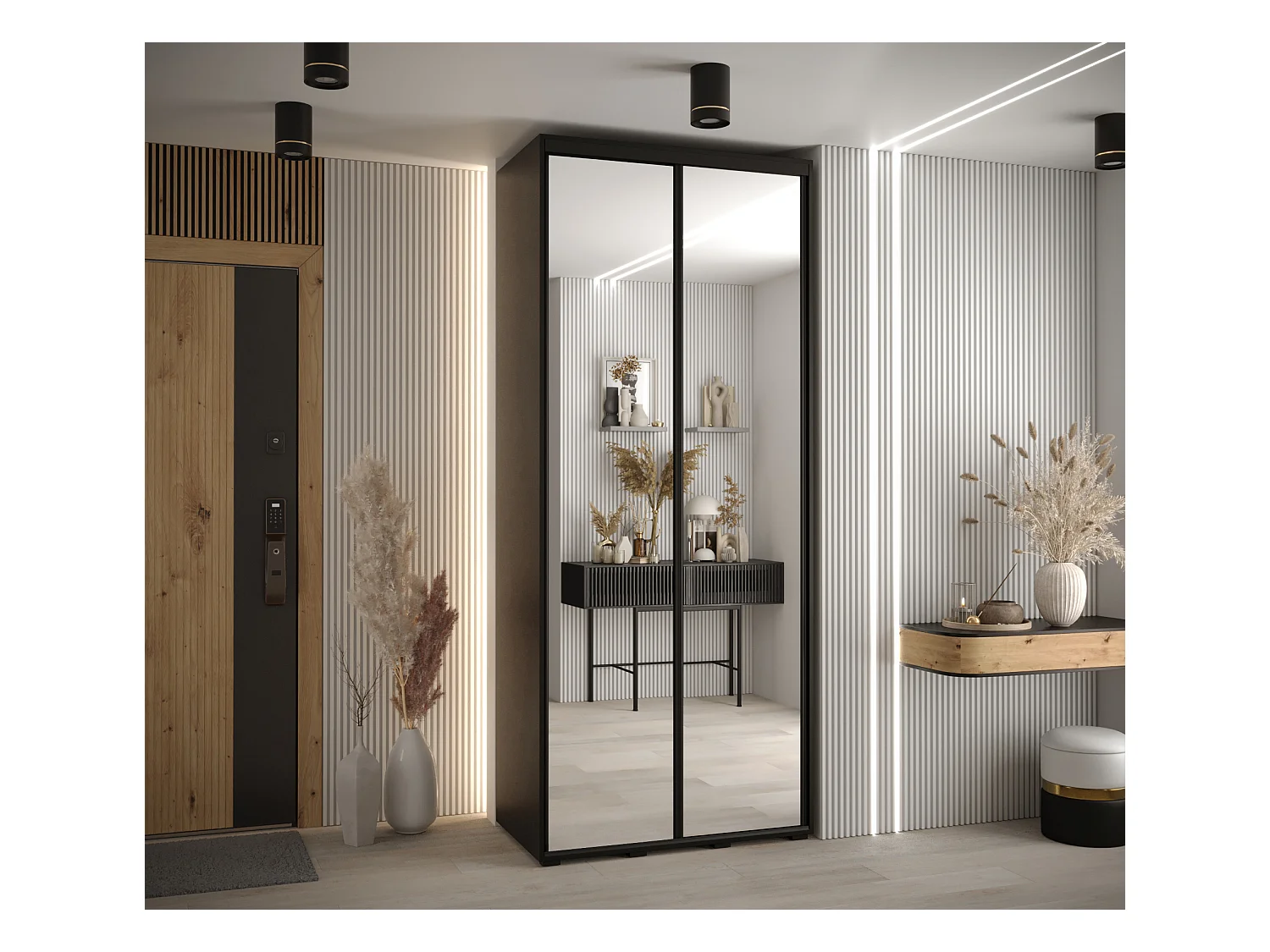 ARMOIRE DAVOS 2 À PORTES COULISSANTES 235,2/100/45 2 portes (Noir/Noir/Noir)