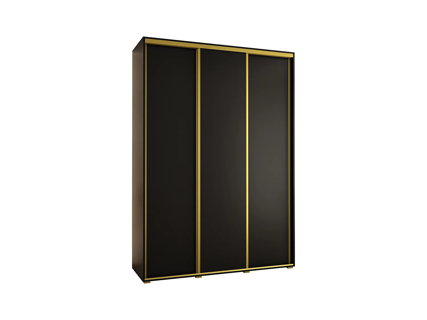 ARMOIRE DAVOS 1 À PORTES COULISSANTES 235,2/180/60 3 portes (Noir/Noir/Or)