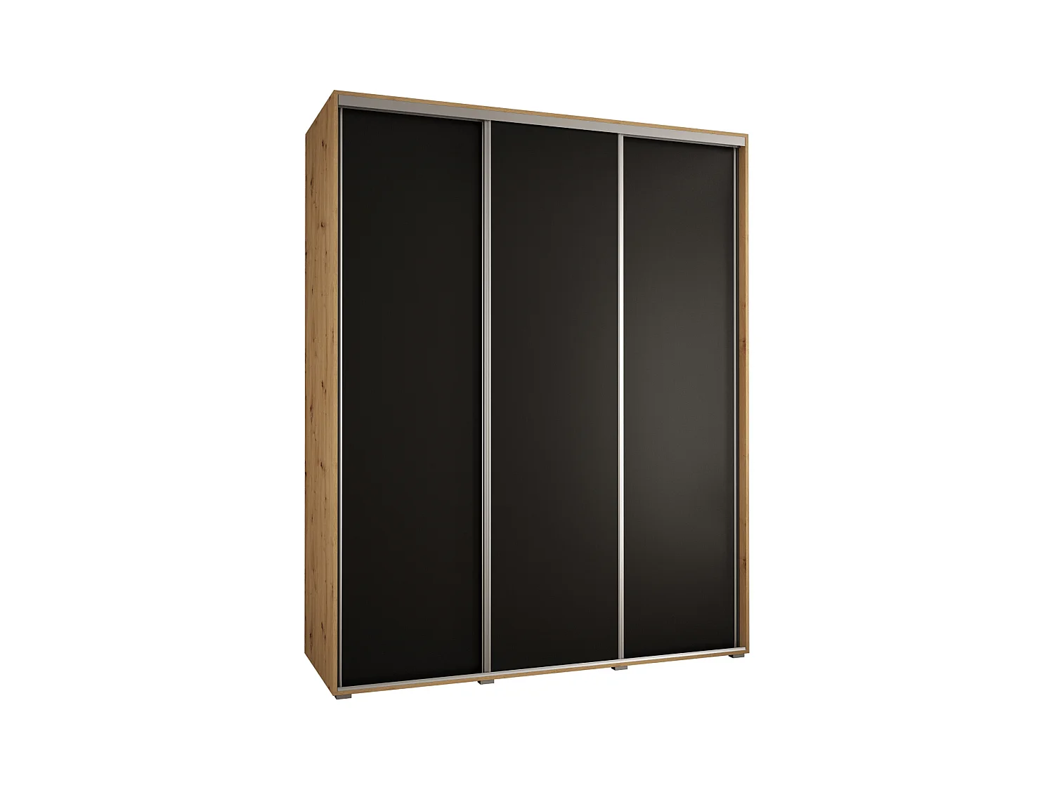 ARMOIRE DAVOS 1 À PORTES COULISSANTES 235,2/200/60 3 portes (Artisan/Noir/Argent)