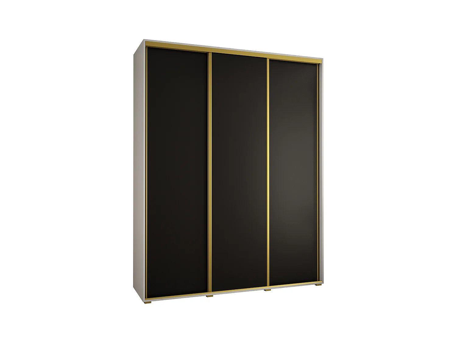ARMOIRE DAVOS 1 À PORTES COULISSANTES 235,2/200/45 3 portes (Blanc/Noir/Or)