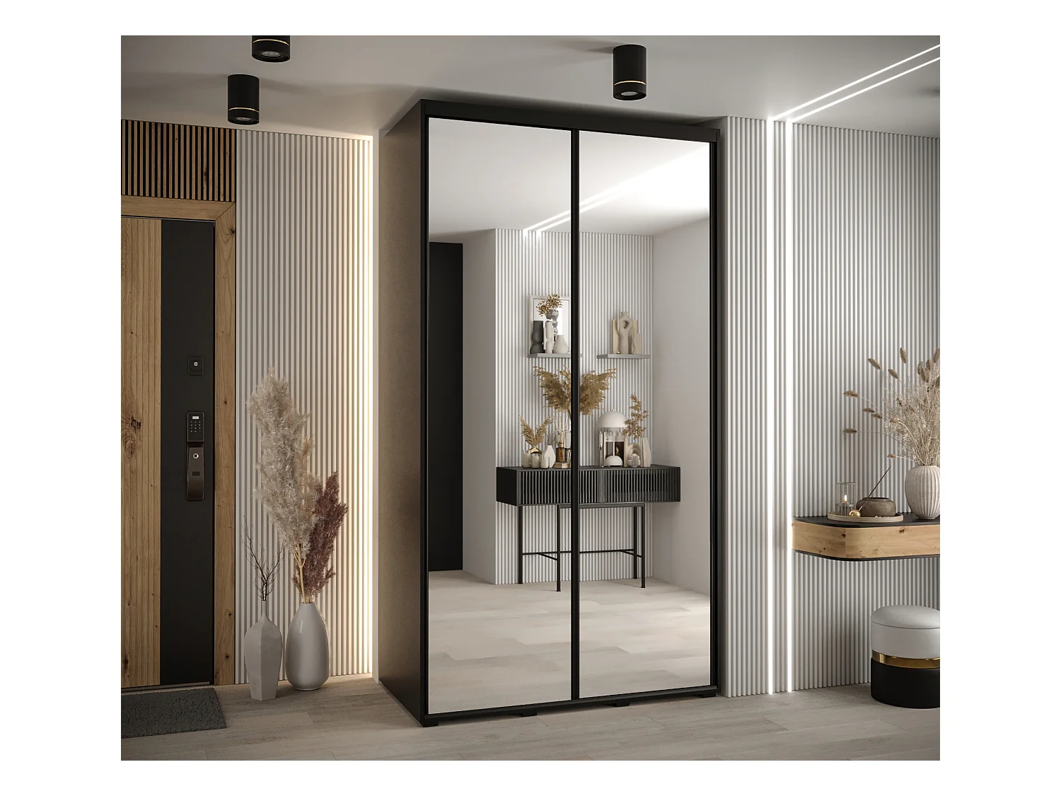 ARMOIRE DAVOS 2 À PORTES COULISSANTES 235,2/140/60 2 portes (Noir/Noir/Noir)