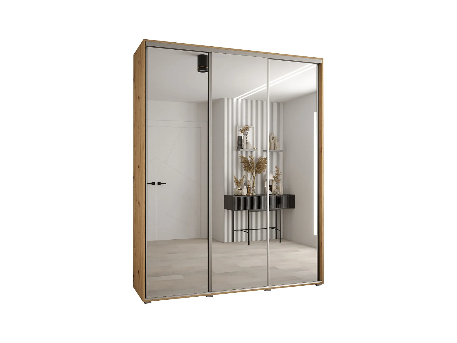 ARMOIRE DAVOS 2 À PORTES COULISSANTES 235,2/190/45 3 portes (Artisan/Artisan/Argent)