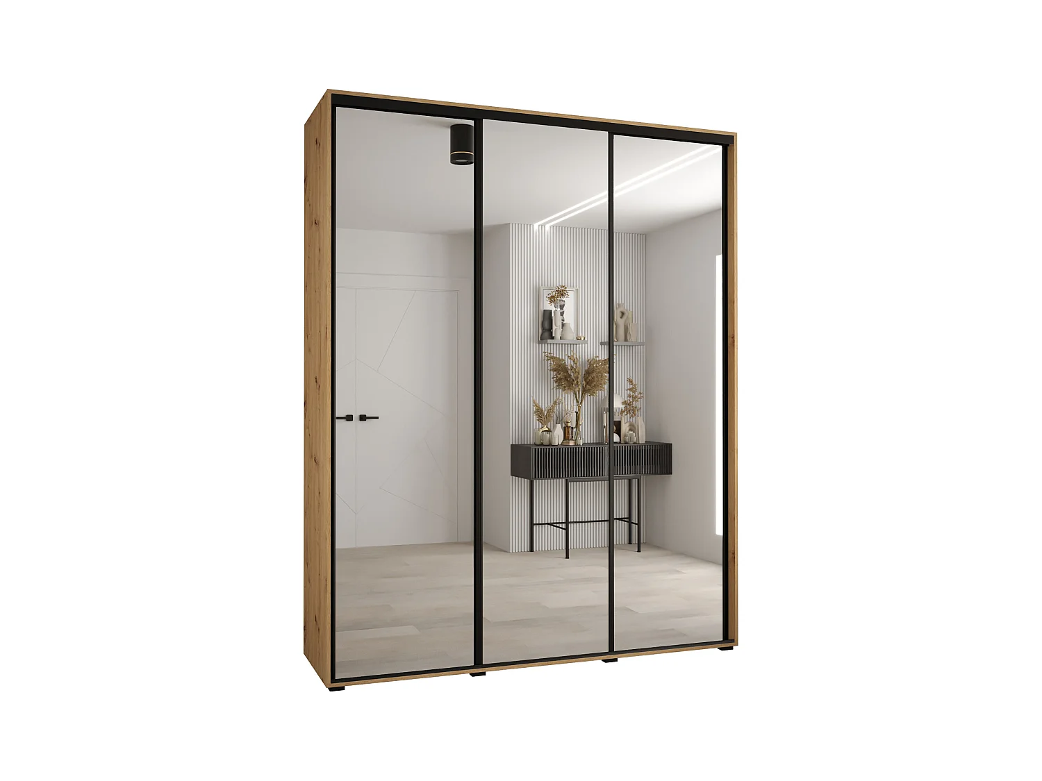 ARMOIRE DAVOS 2 À PORTES COULISSANTES 235,2/190/60 3 portes (Artisan/Artisan/Noir)