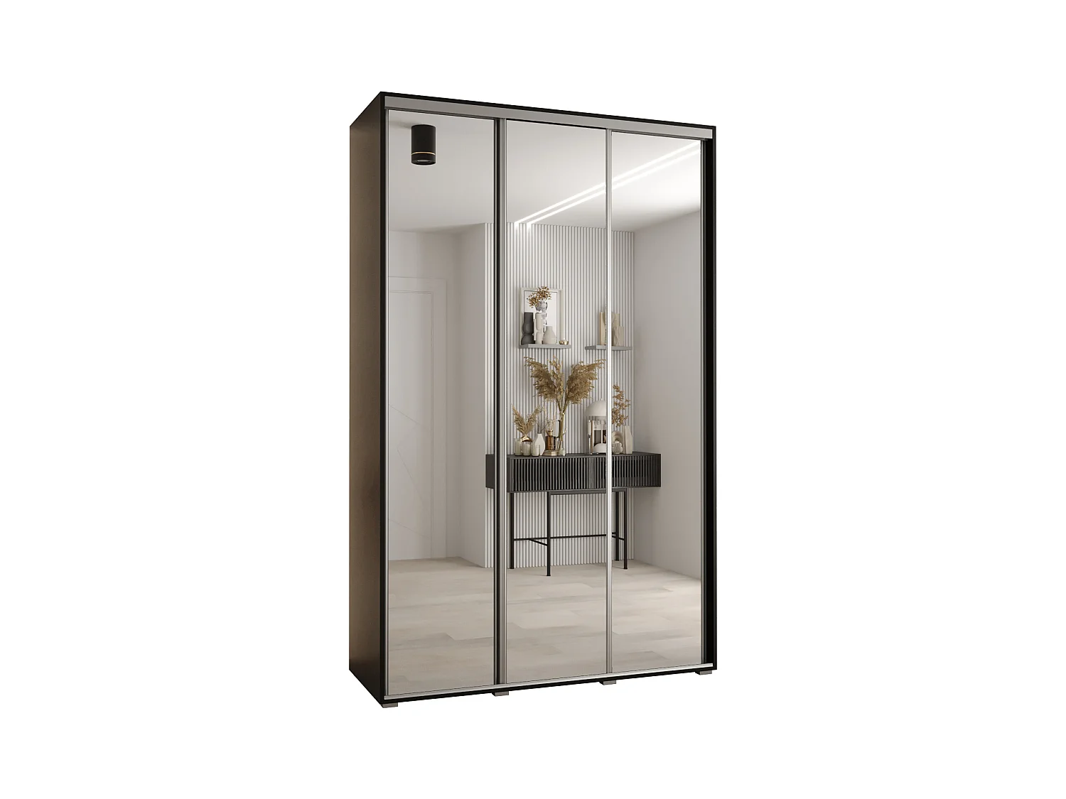 ARMOIRE DAVOS 2 À PORTES COULISSANTES 235,2/180/45 3 portes (Noir/Noir/Argent)